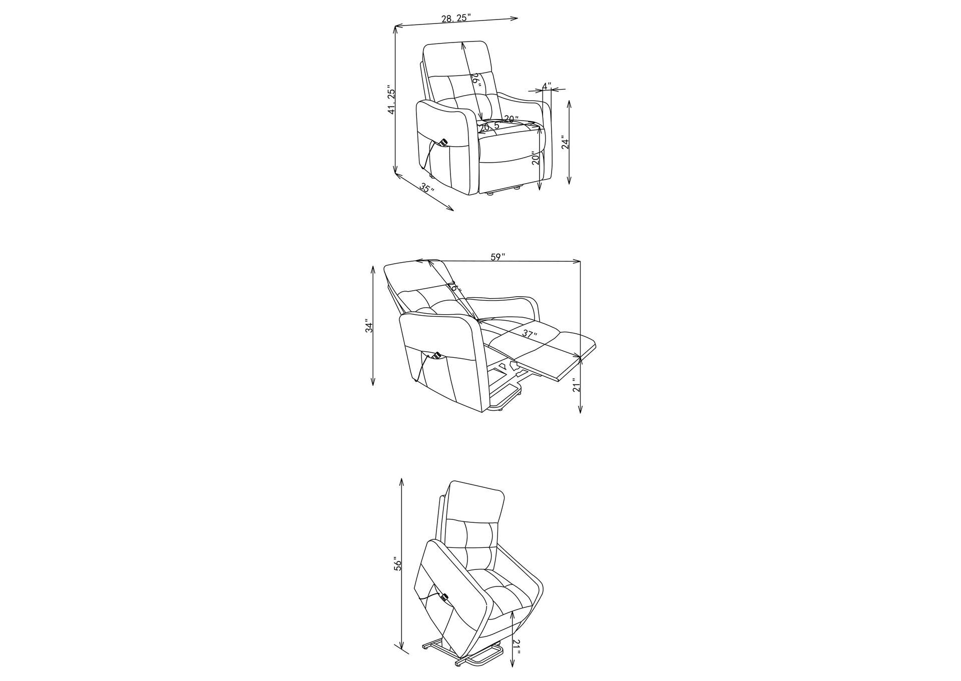 Dayes Upholstered Power Lift Recliner Chair Light Grey image 16