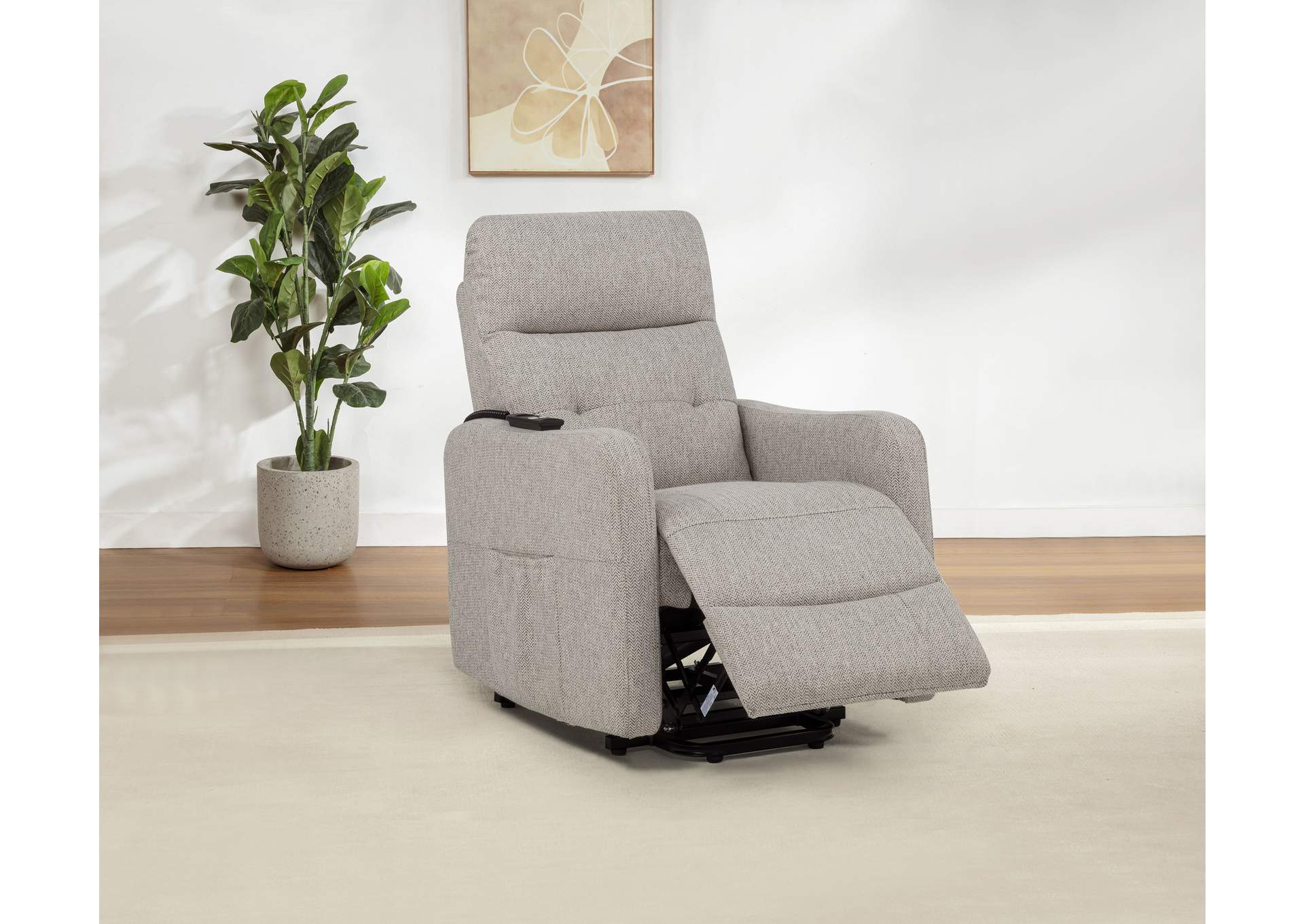 Dayes Upholstered Power Lift Recliner Chair Taupe image 18