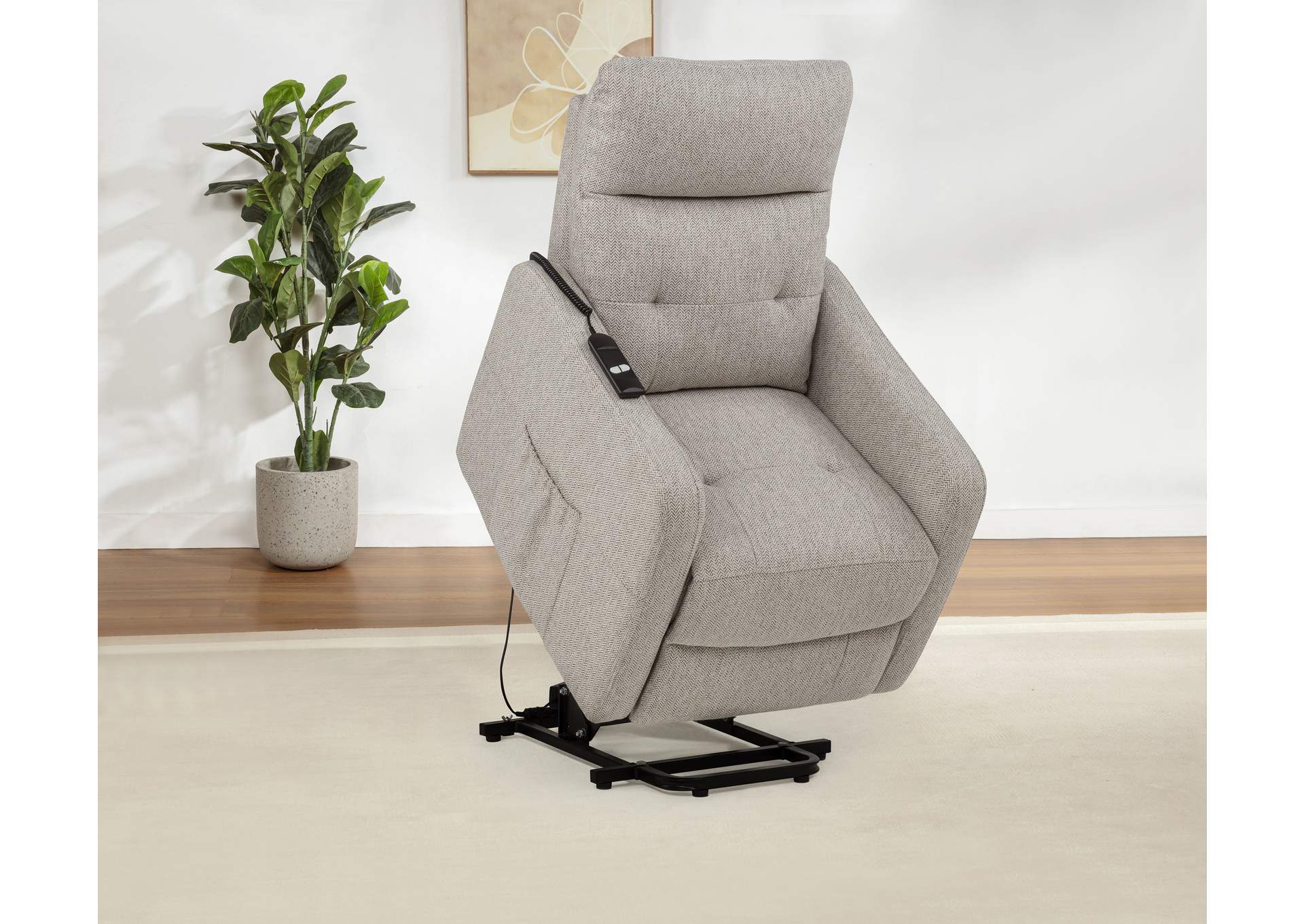 Dayes Upholstered Power Lift Recliner Chair Taupe image 17