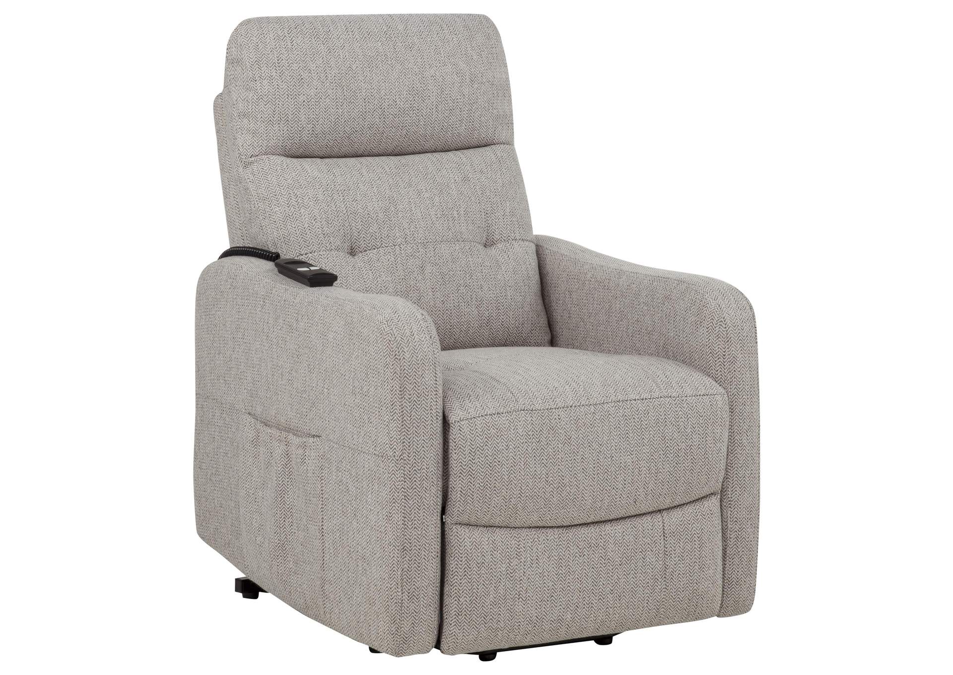 Dayes Upholstered Power Lift Recliner Chair Taupe image 1