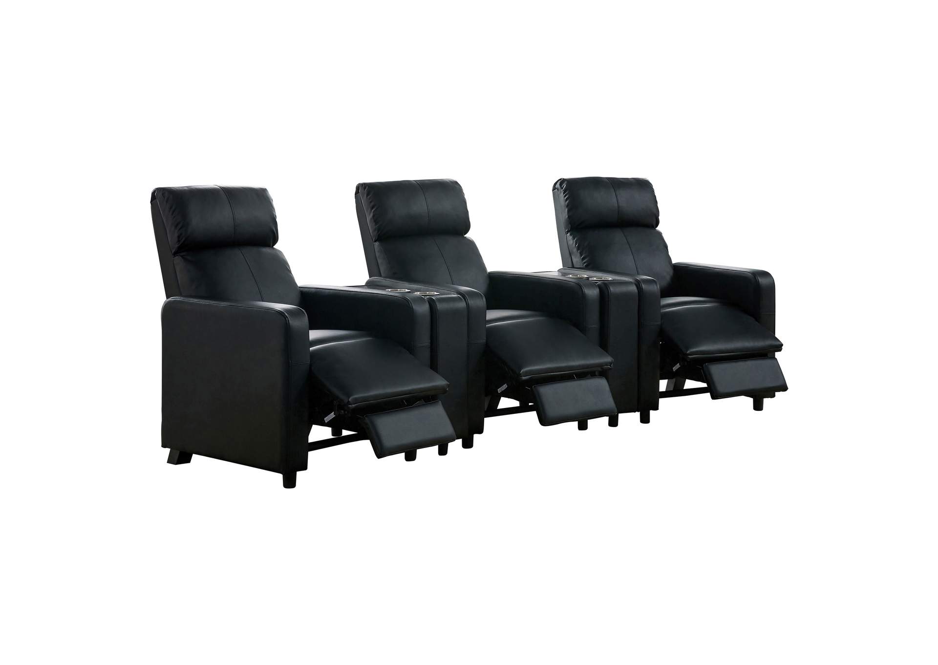 Toohey Upholstered Tufted Recliner Living Room Set Black