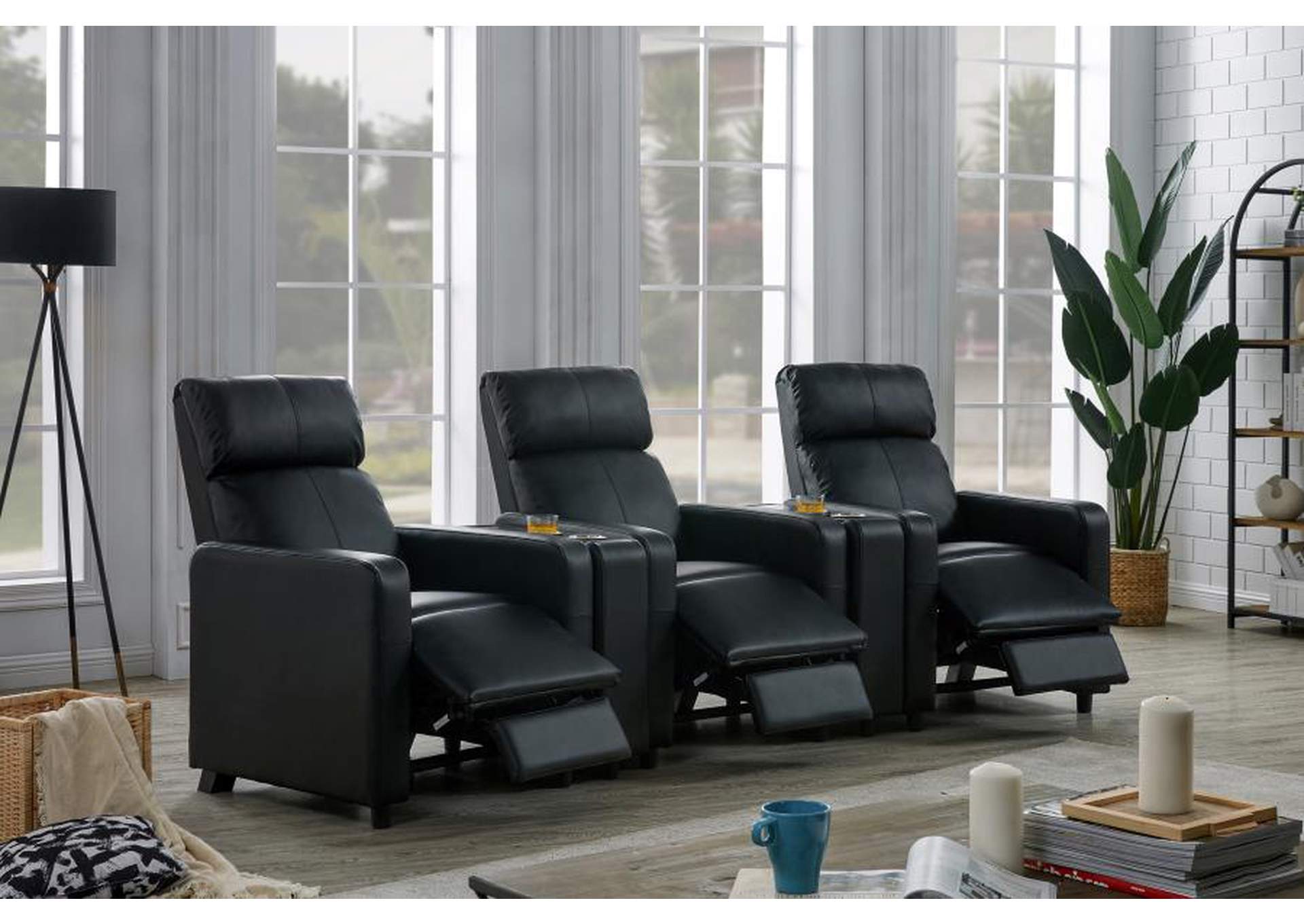 Toohey Upholstered Tufted Recliner Living Room Set Black image 3