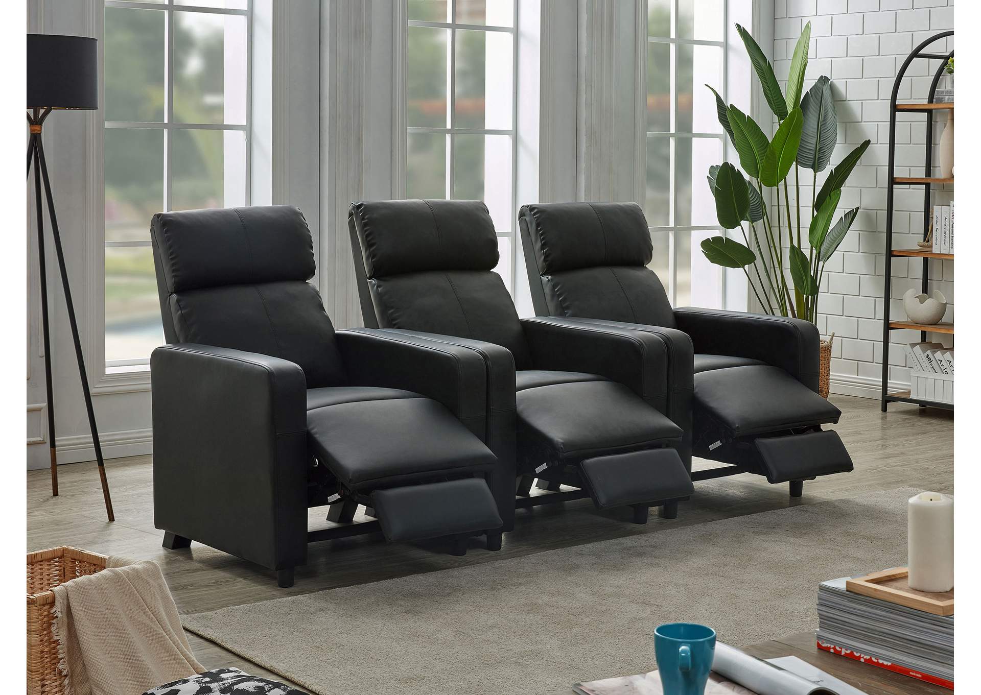 Toohey Upholstered Tufted Recliner Living Room Set Black