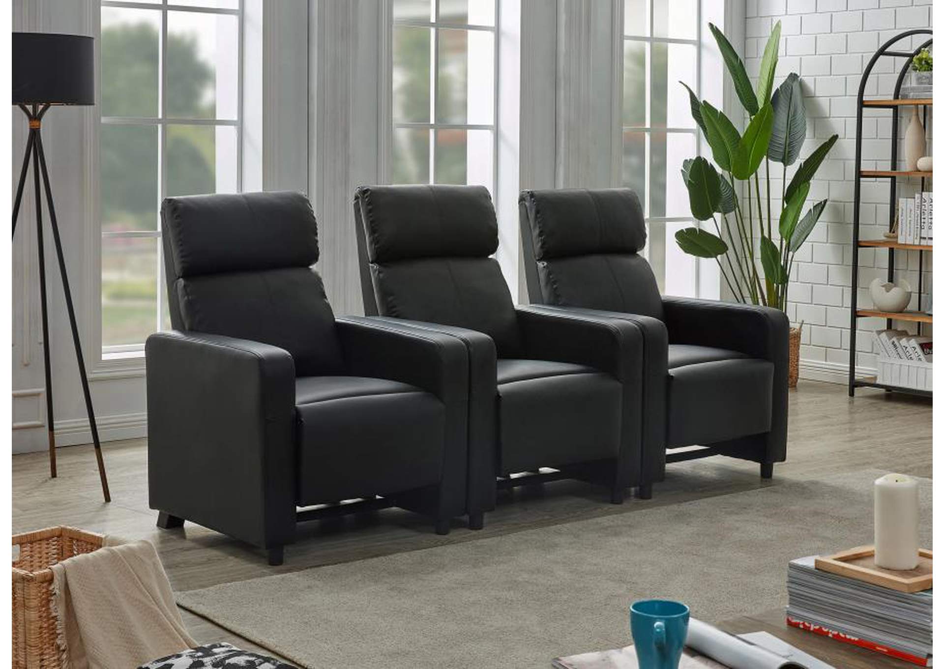 Toohey Upholstered Tufted Recliner Living Room Set Black image 1