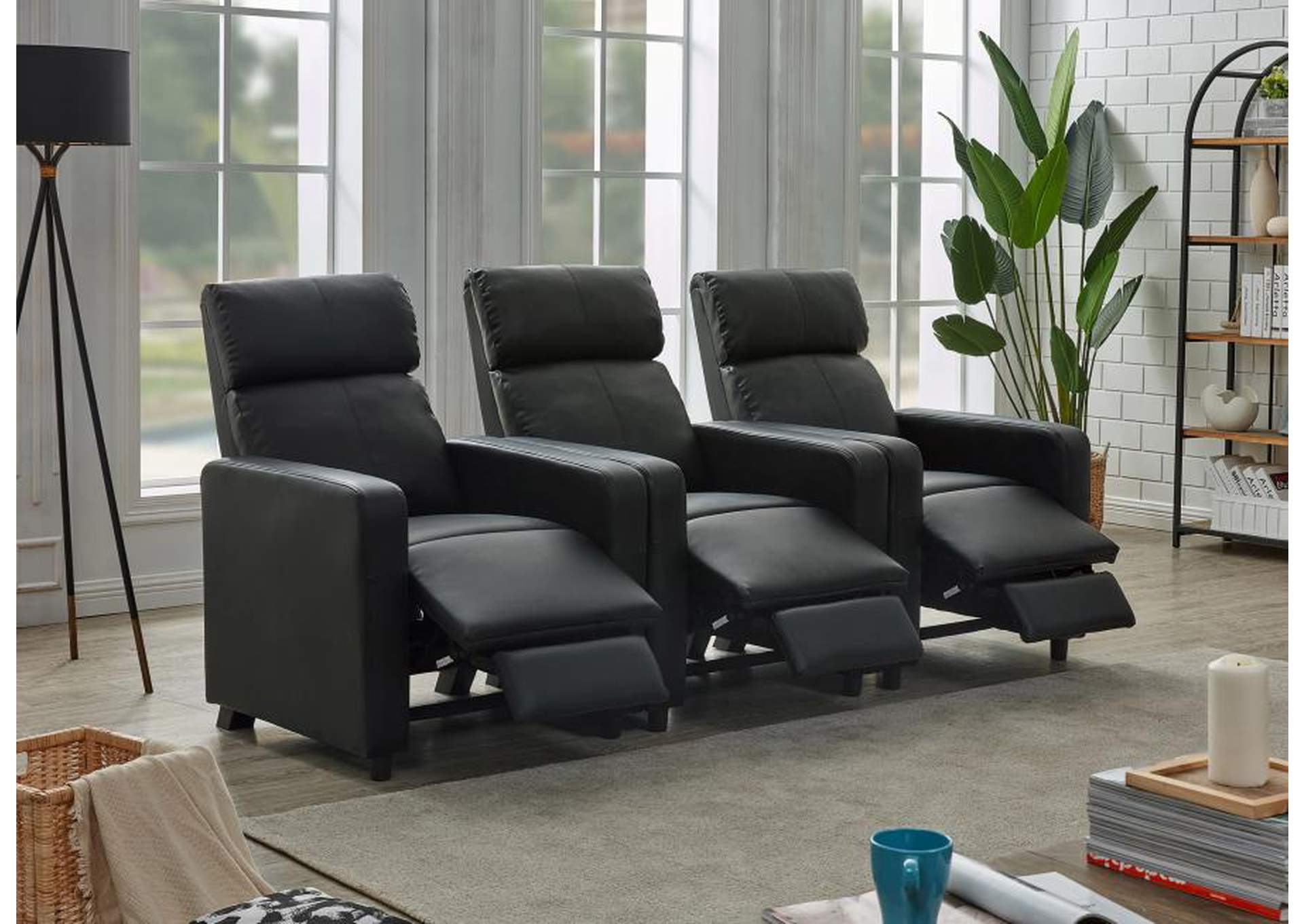 Toohey Upholstered Tufted Recliner Living Room Set Black image 3