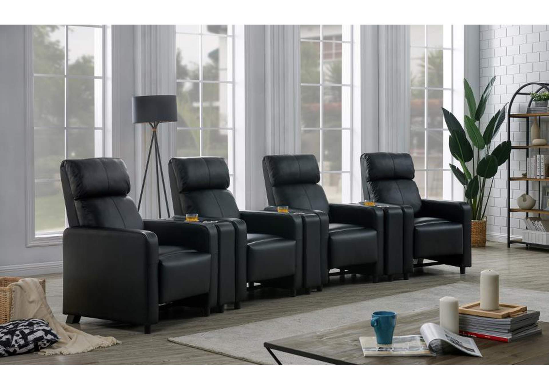 Toohey Upholstered Tufted Recliner Living Room Set Black image 1