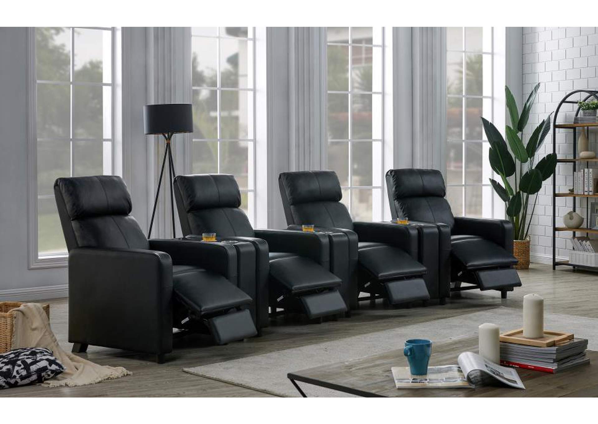 Toohey Upholstered Tufted Recliner Living Room Set Black image 3