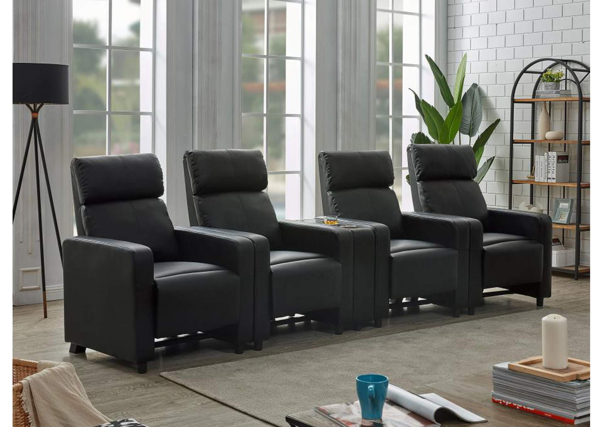 Toohey Upholstered Tufted Recliner Living Room Set Black image 1