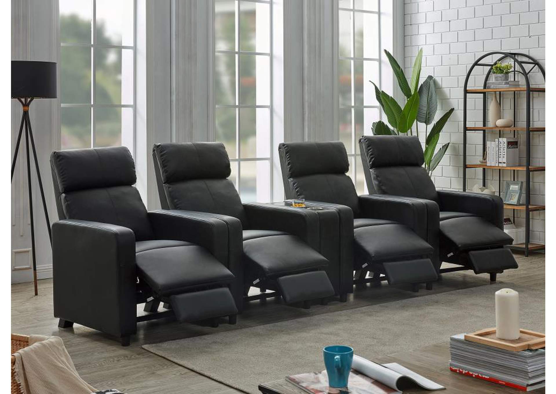 Toohey Upholstered Tufted Recliner Living Room Set Black image 3
