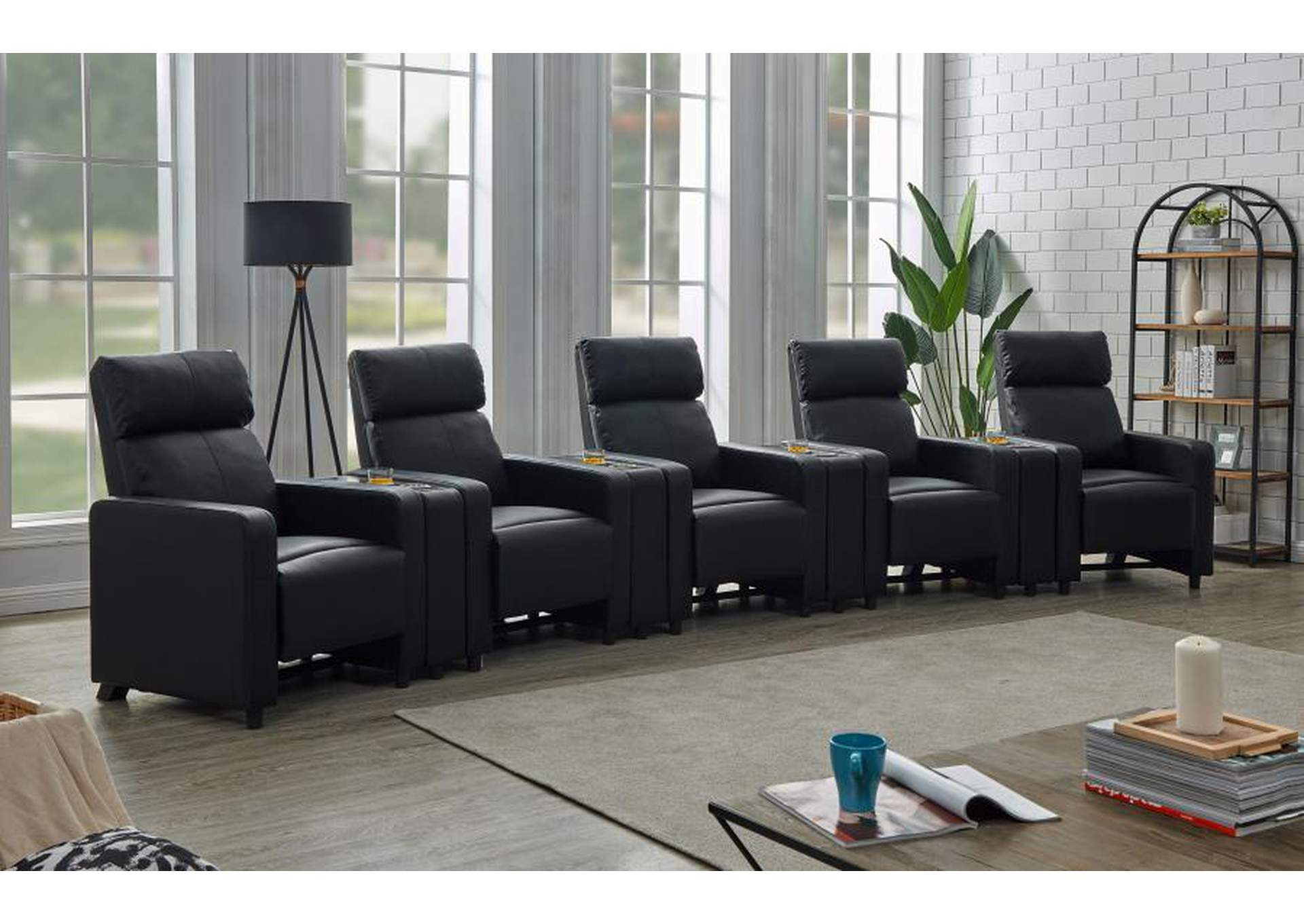 Toohey Upholstered Tufted Recliner Living Room Set Black image 1