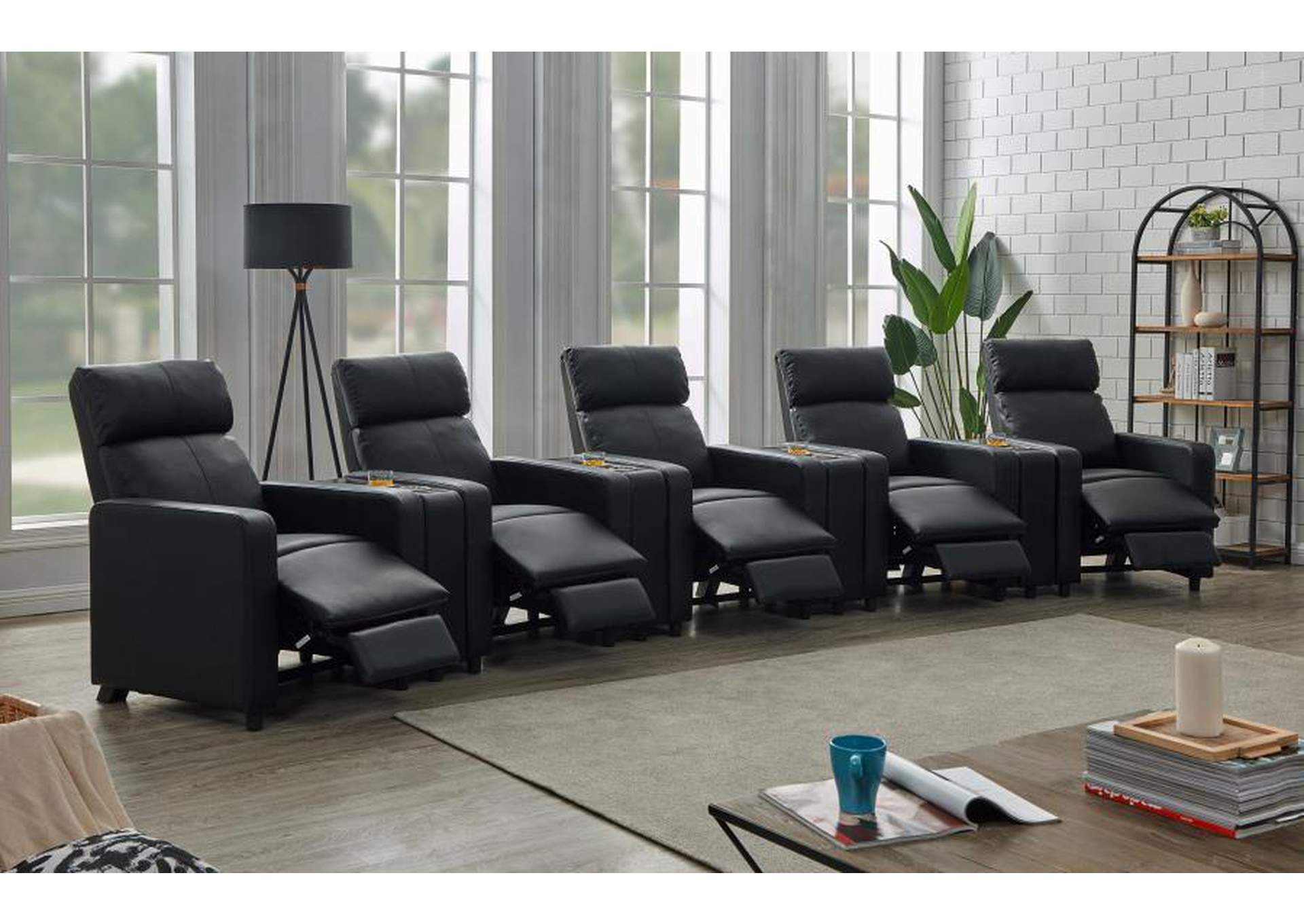 Toohey Upholstered Tufted Recliner Living Room Set Black image 3
