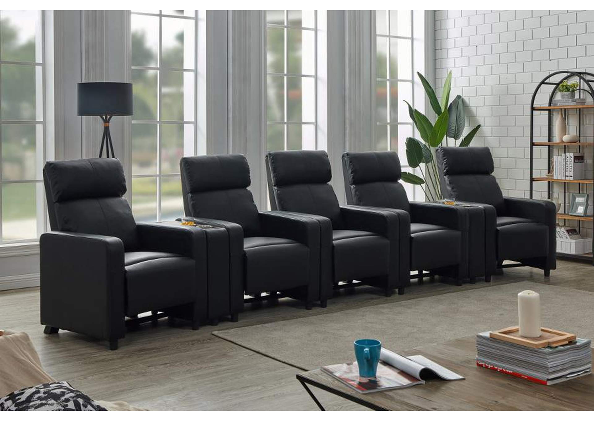 Toohey Upholstered Tufted Recliner Living Room Set Black image 1