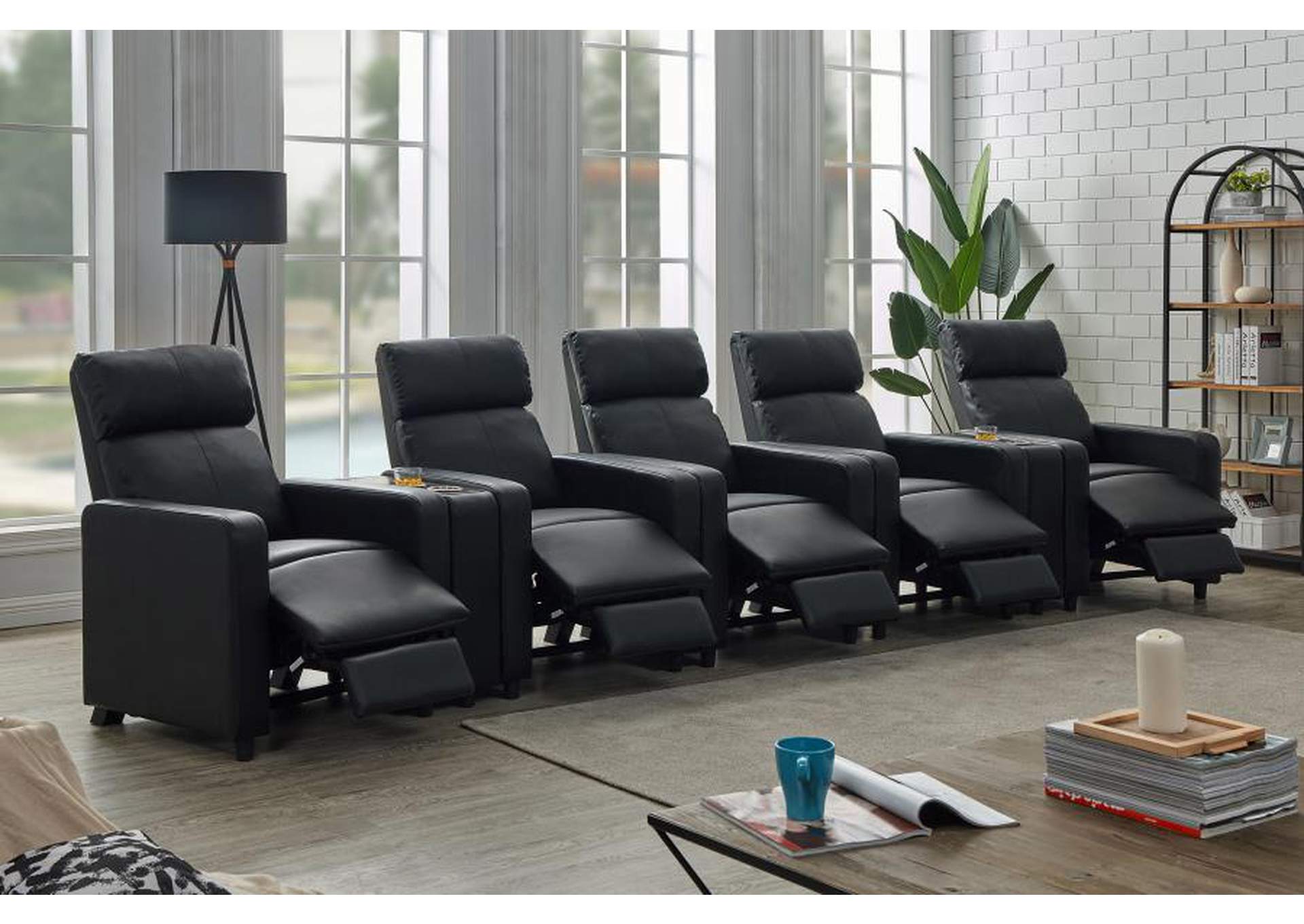 Toohey Upholstered Tufted Recliner Living Room Set Black image 3