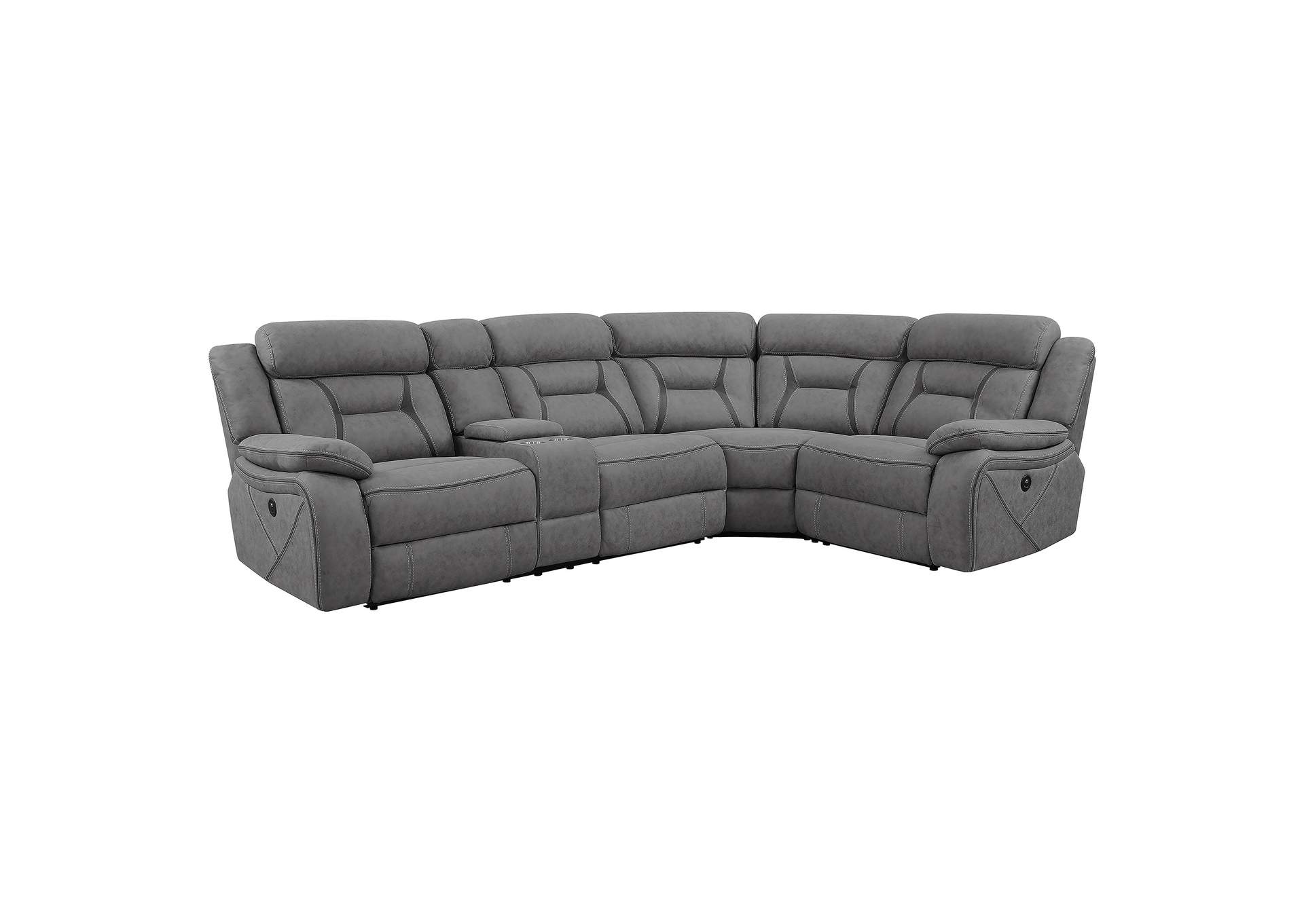 Higgins Upholstered Power Reclining Sectional Sofa Grey