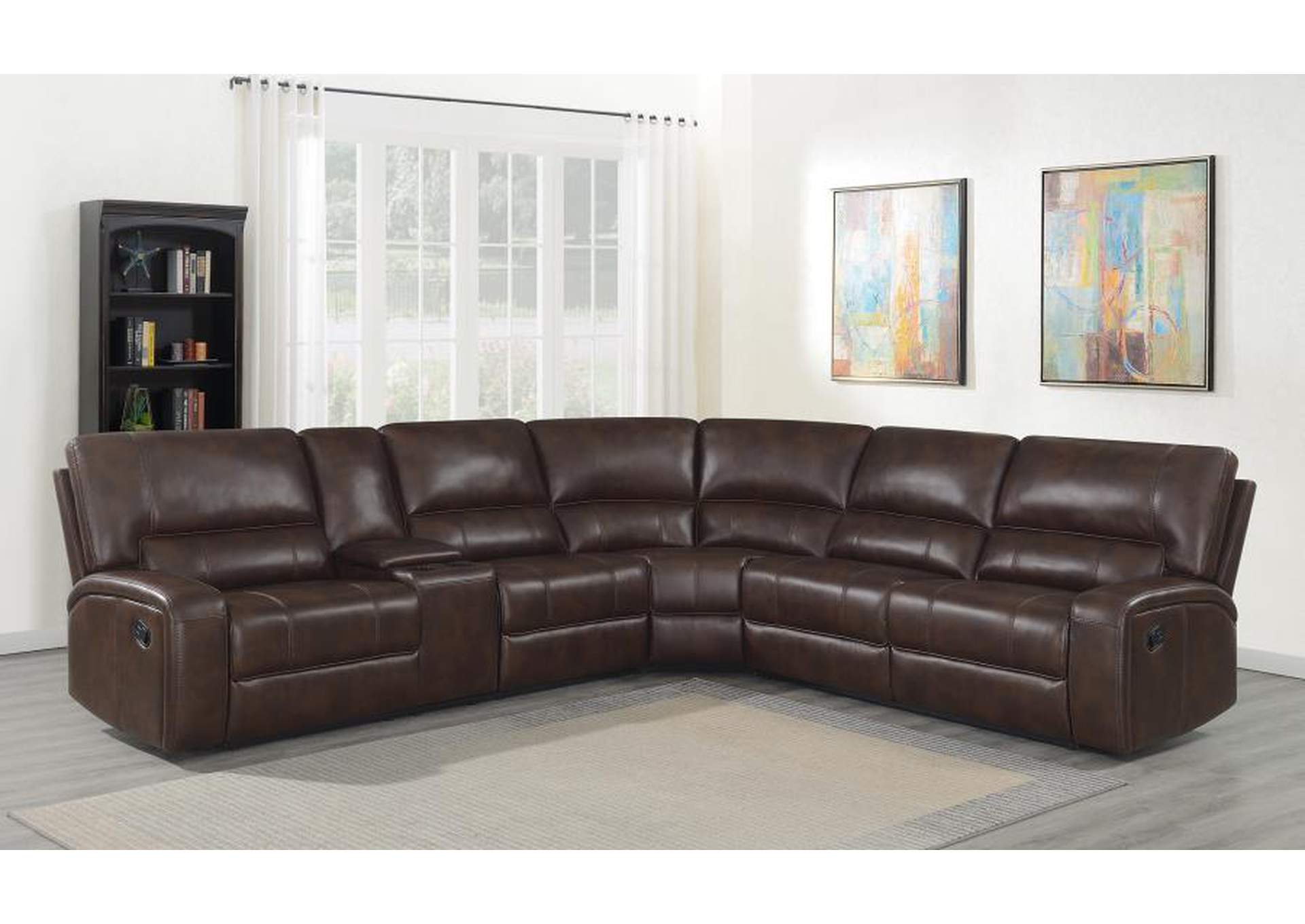 Brunson 3-piece Upholstered Motion Sectional Brown image 1