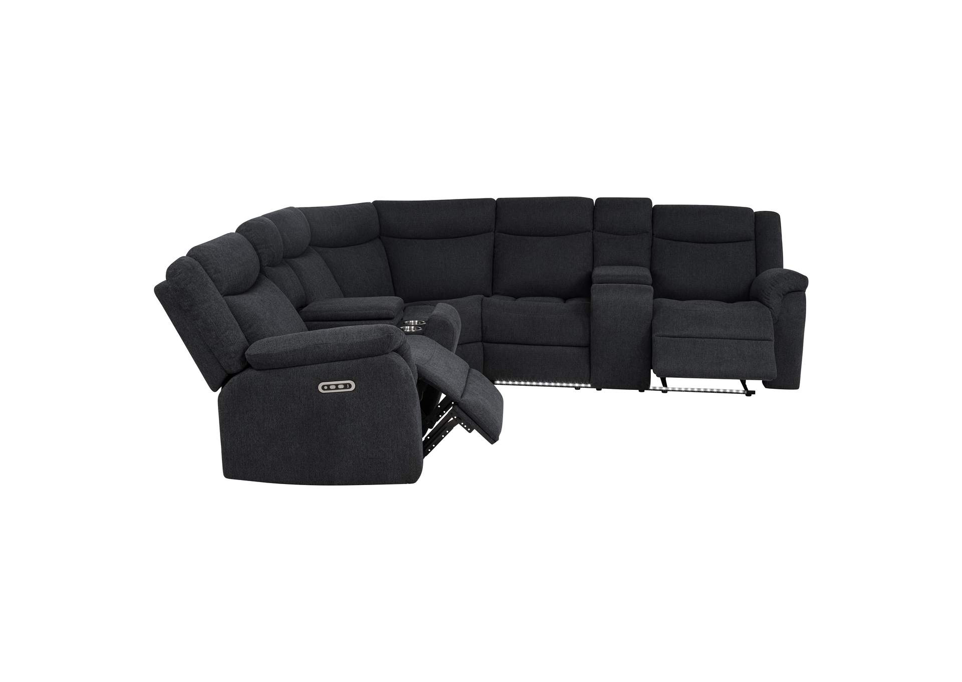 Hagen Upholstered Power Reclining Sectional Sofa Steel Grey image 10