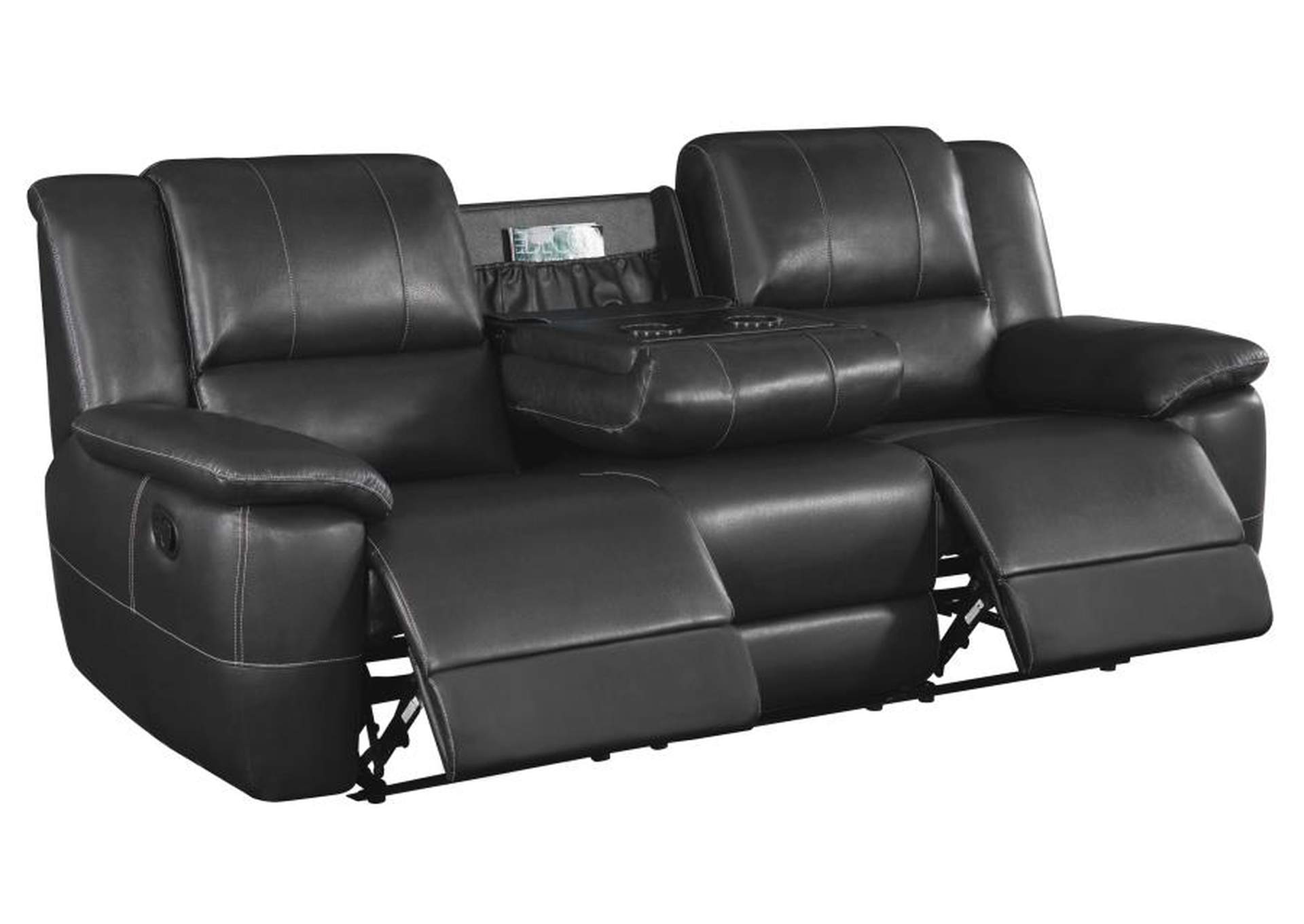 Lee Upholstered Pillow Top Arm Living Room Set Black image 5