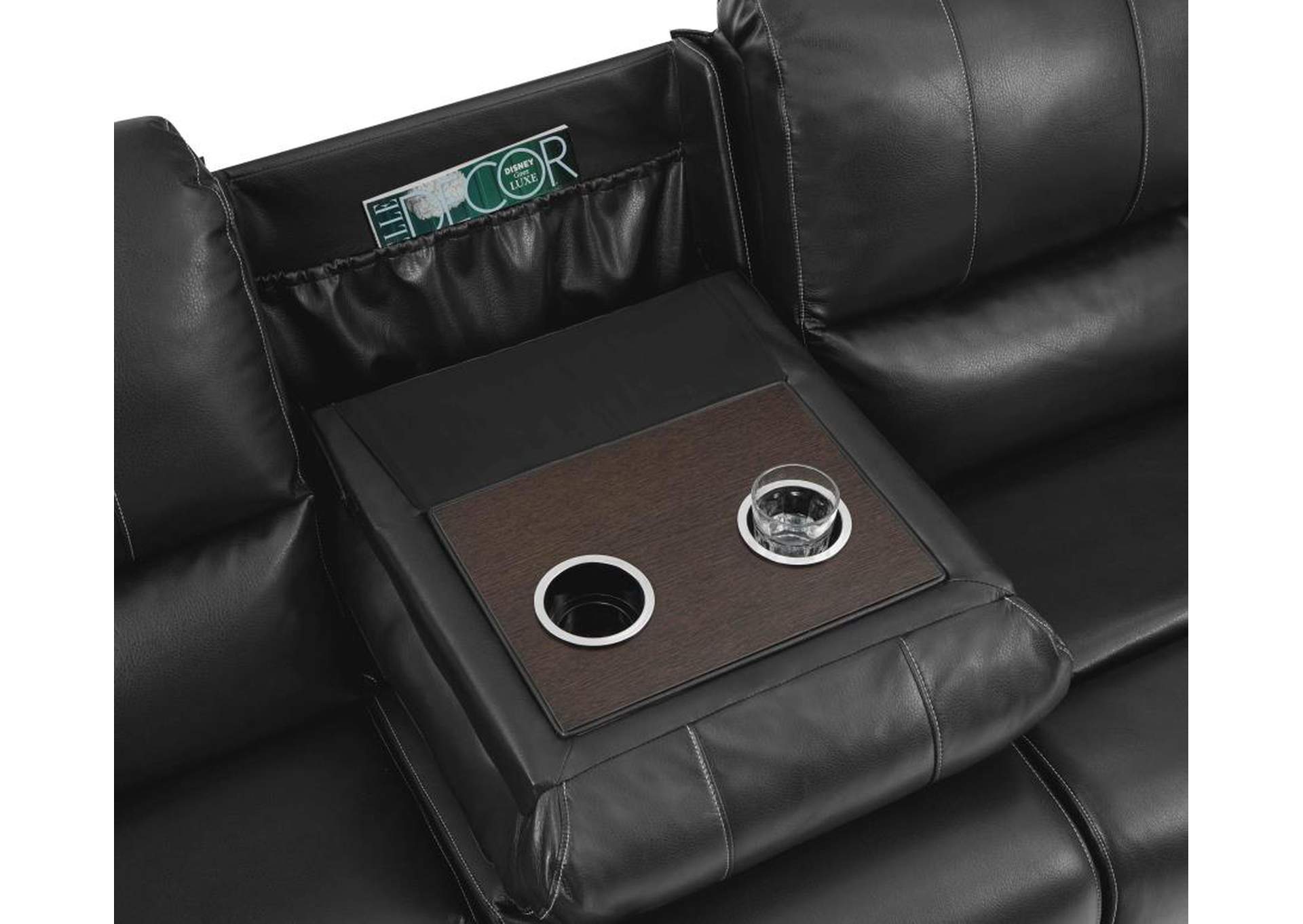 Lee Upholstered Pillow Top Arm Living Room Set Black image 9