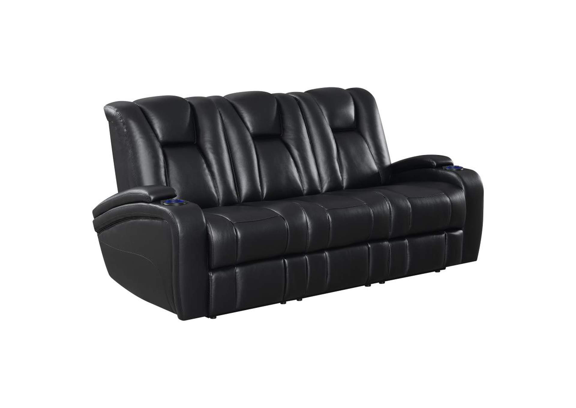 Delange Upholstered Tufted Living Room Set Black image 4