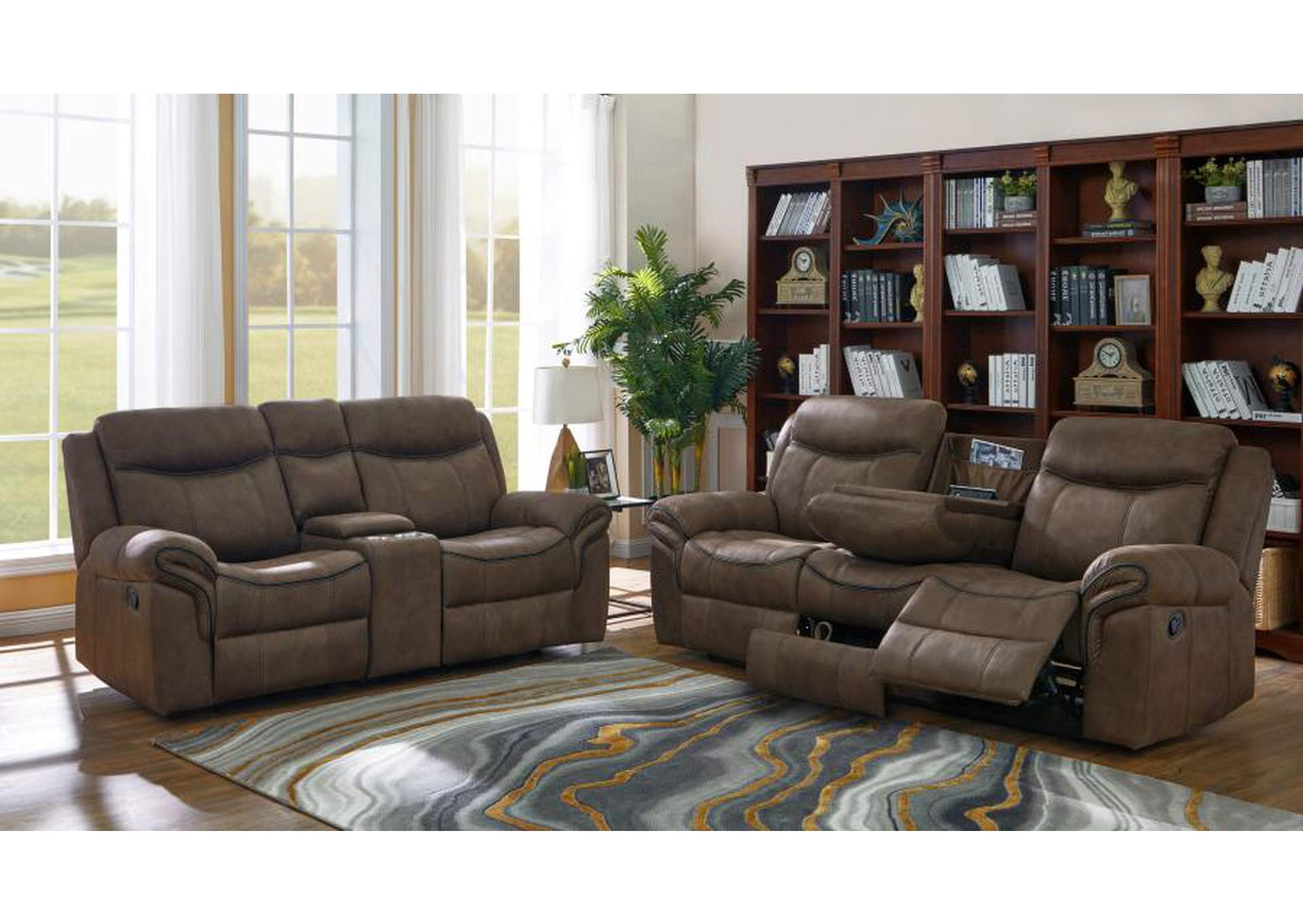 Sawyer Upholstered Tufted Living Room Set Macchiato Brown image 1