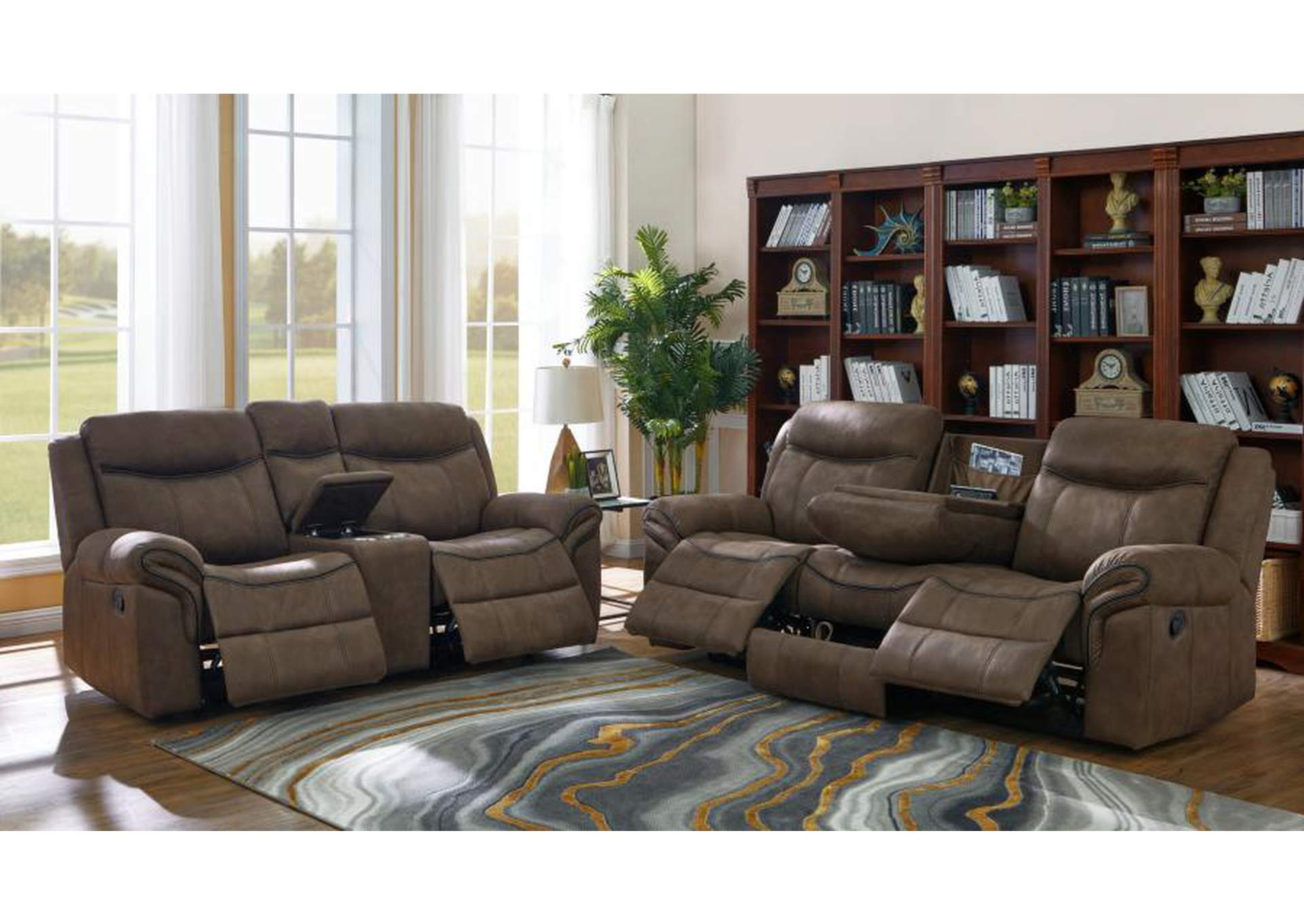 Sawyer Upholstered Tufted Living Room Set Macchiato Brown image 3