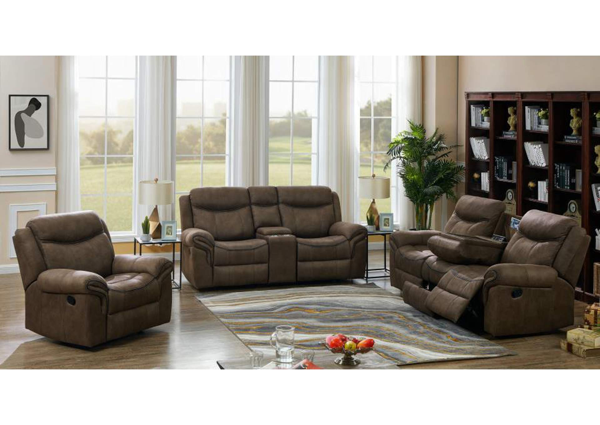 Sawyer Upholstered Tufted Living Room Set Macchiato Brown image 1