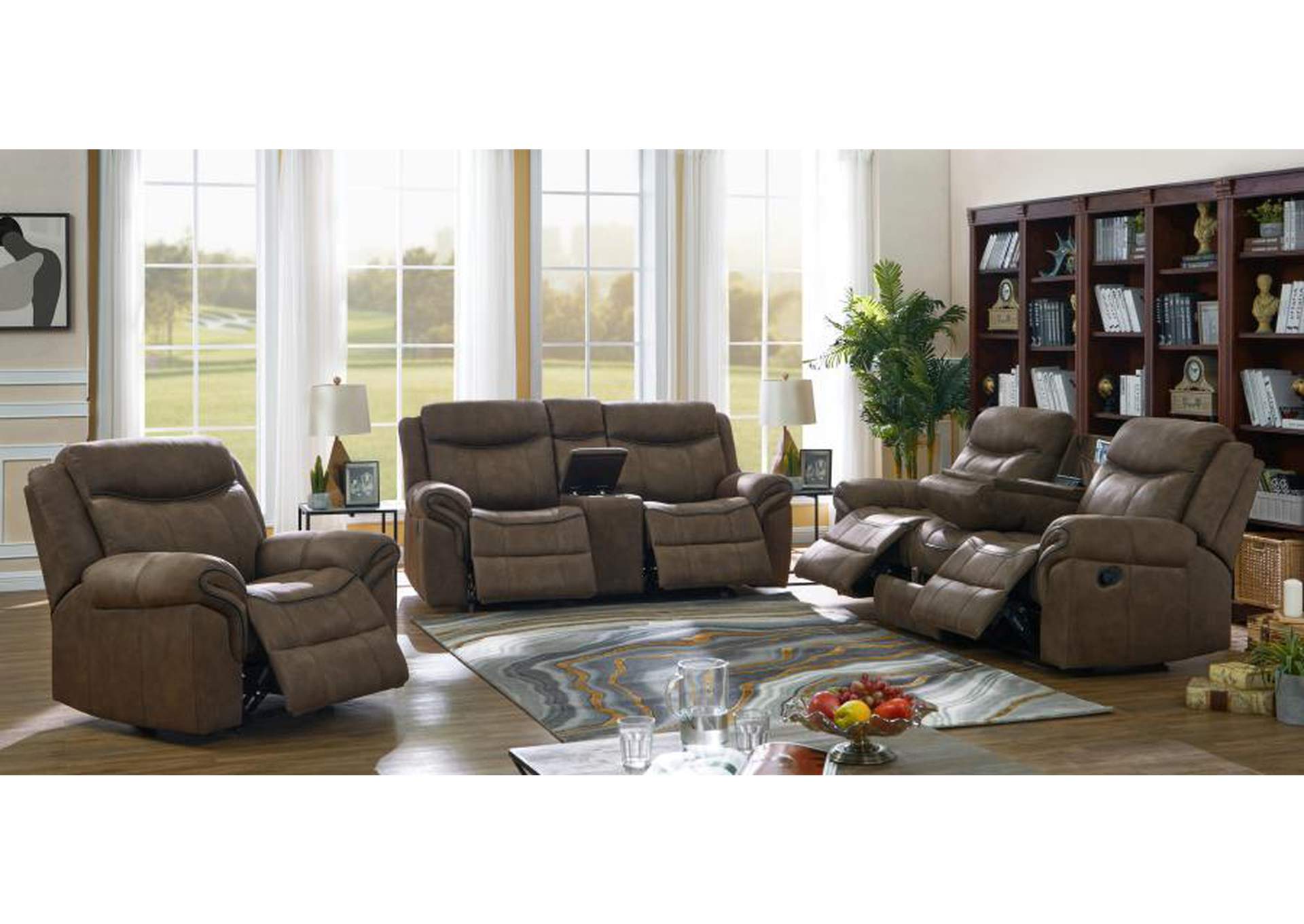 Sawyer Upholstered Tufted Living Room Set Macchiato Brown image 3