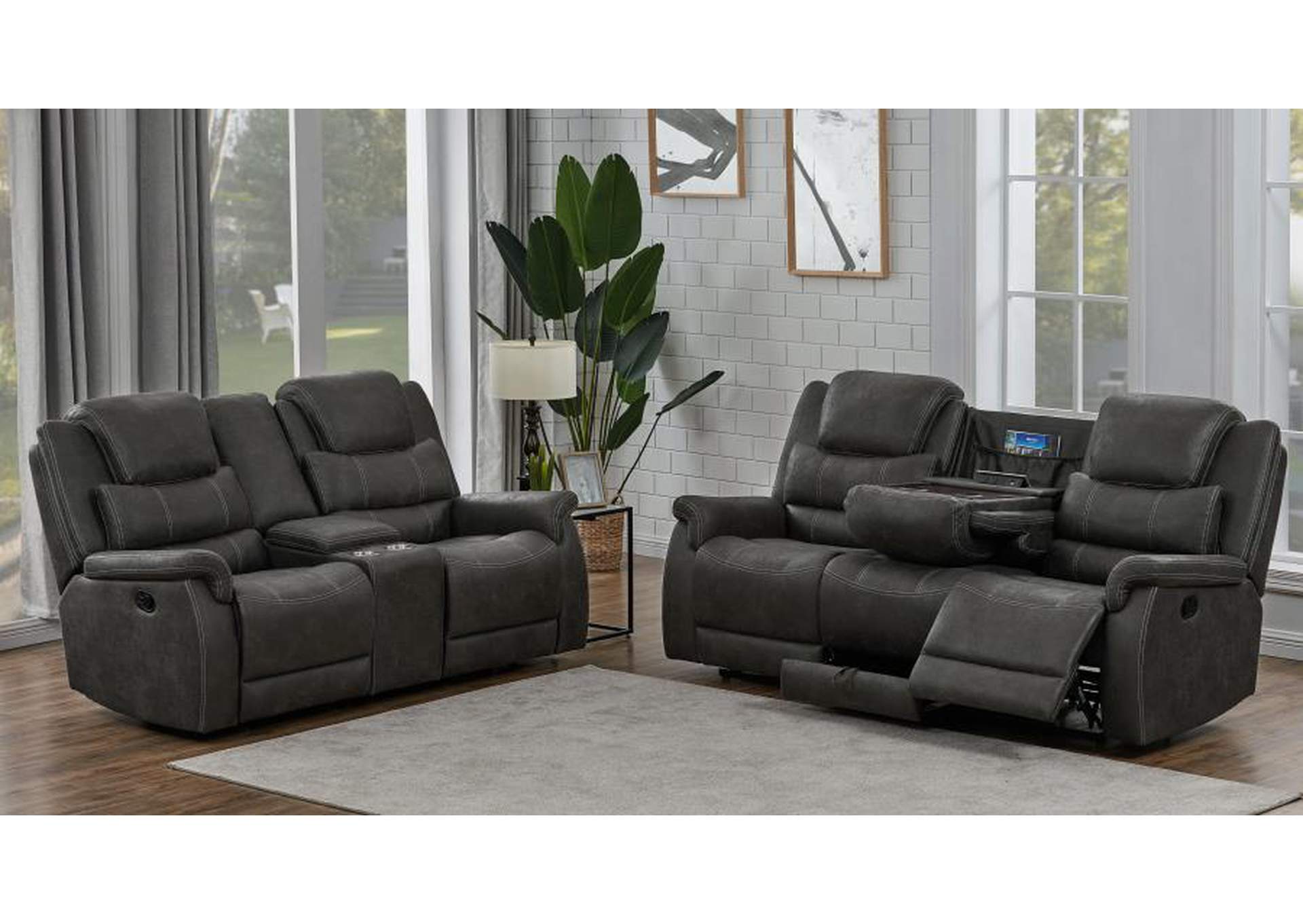 Wyatt 2-piece Upholstered Living Room Set Grey image 1