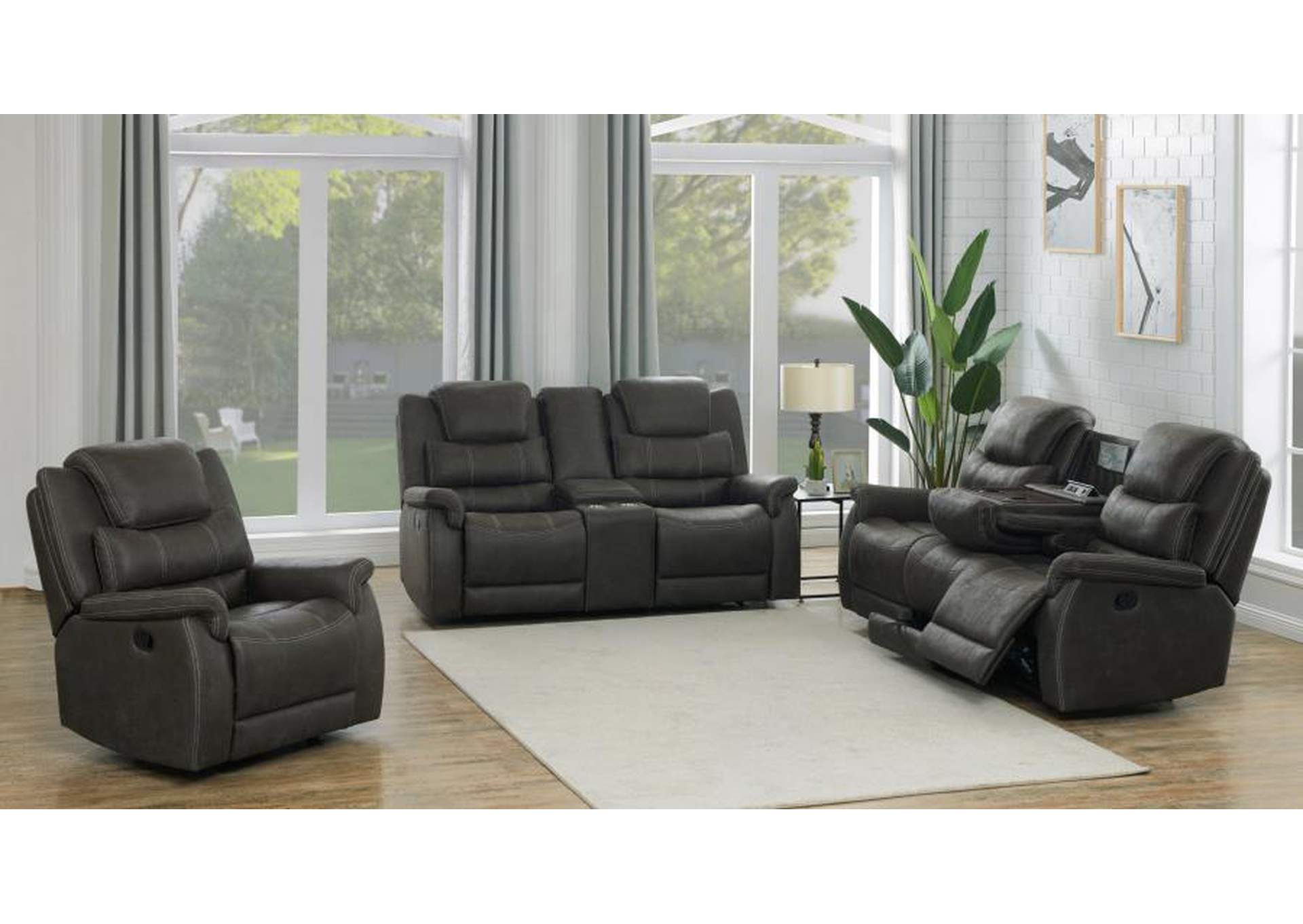 Wyatt 3-piece Upholstered Living Room Set Grey image 1