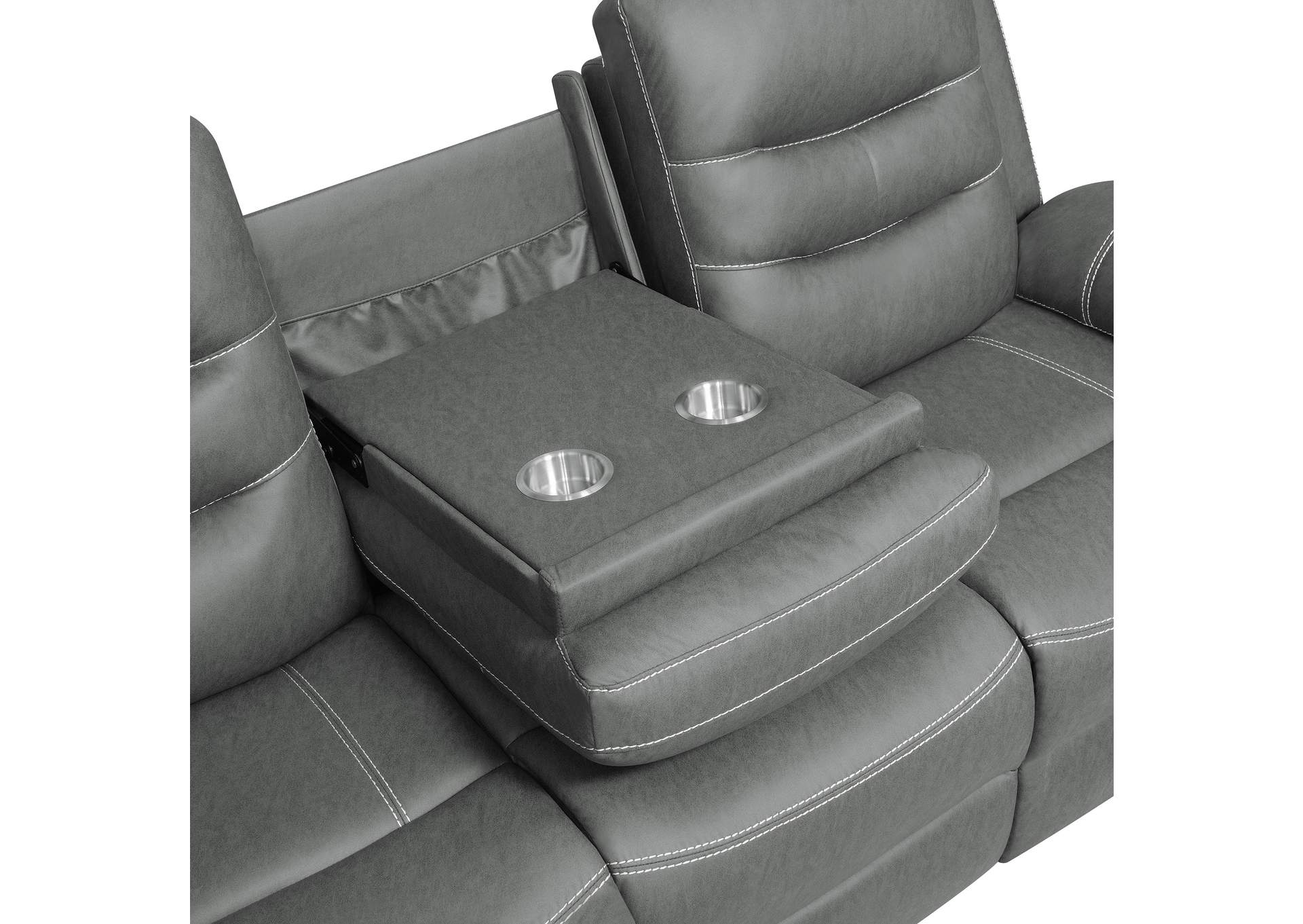 Nova 2-piece Upholstered Padded Arm Sofa Set Dark Grey