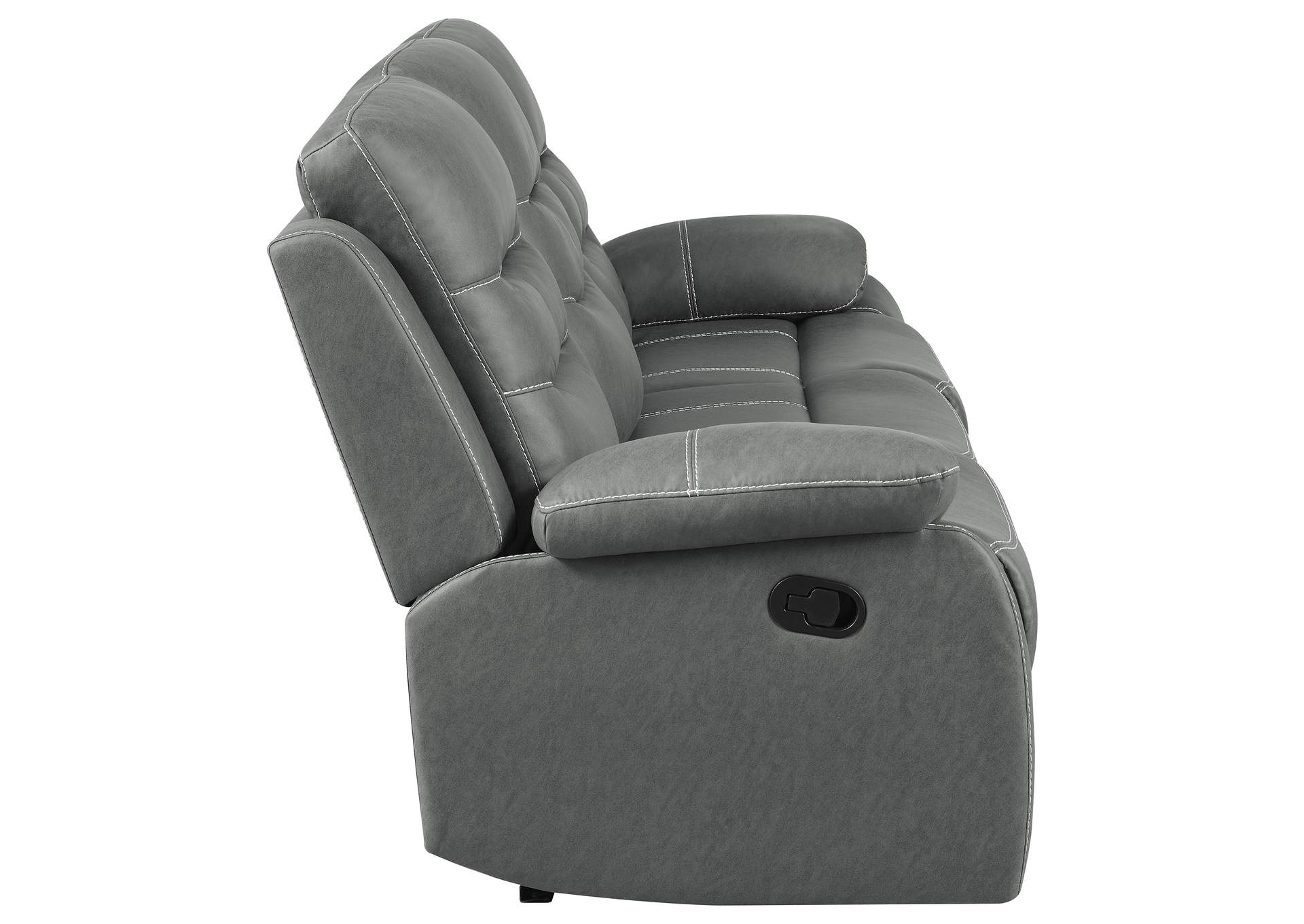 Nova Upholstered Padded Arm Reclining Sofa Dark Grey