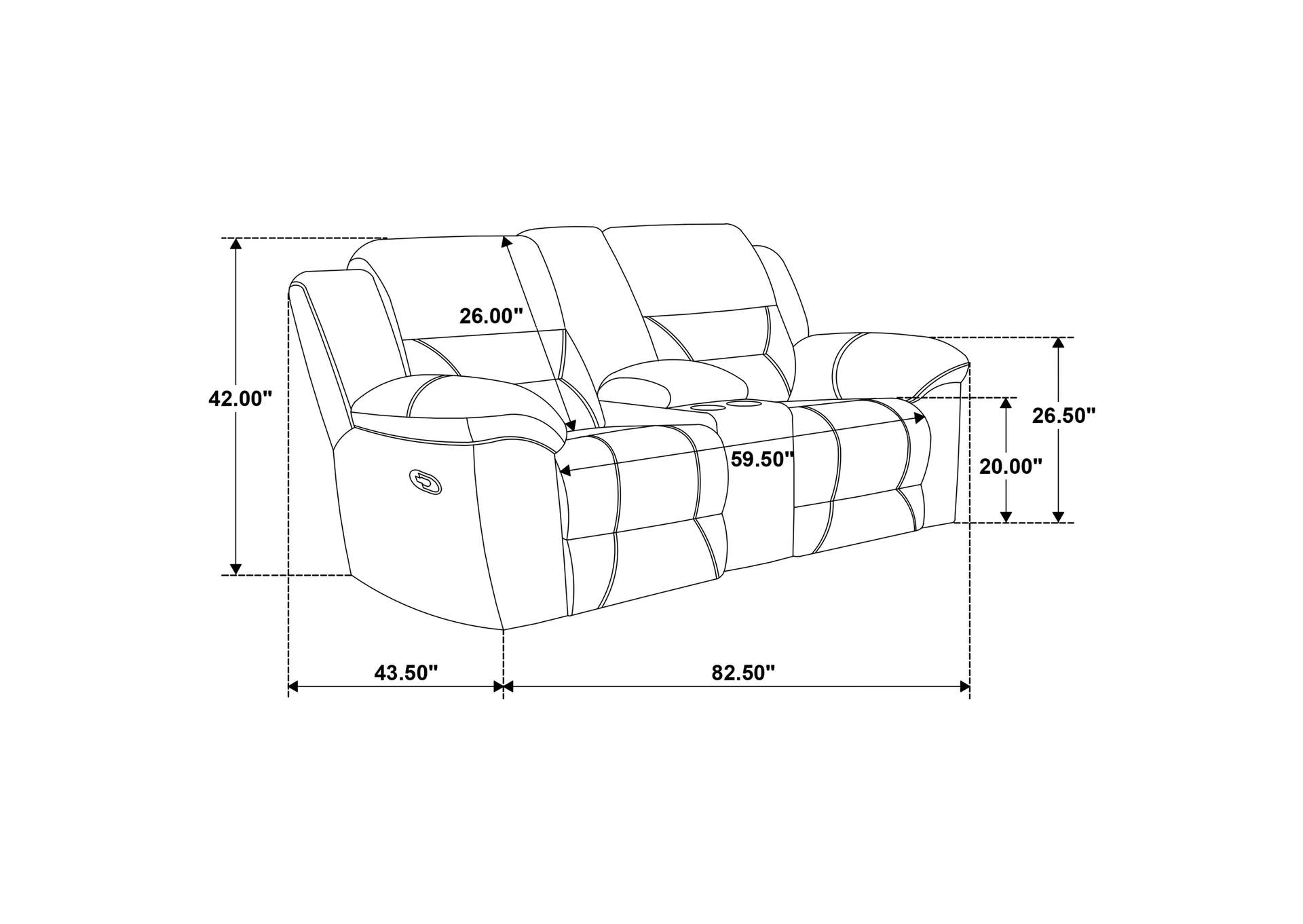 Gilson Chenille Upholstered Reclining Loveseat Grey