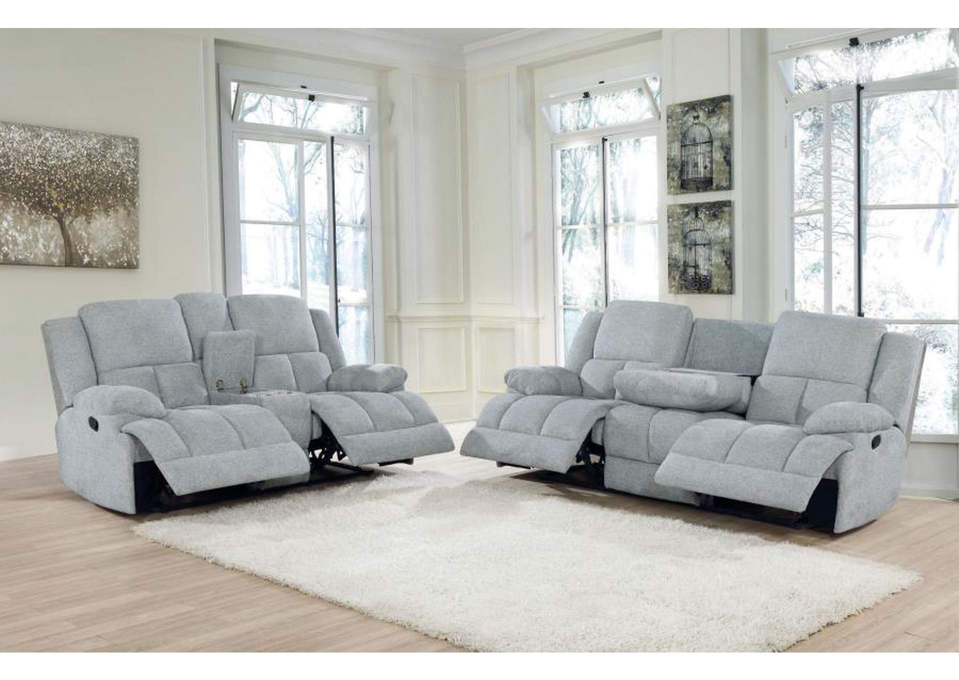 Waterbury 2-piece Pillow Top Arm Motion Living Room Set Grey image 3