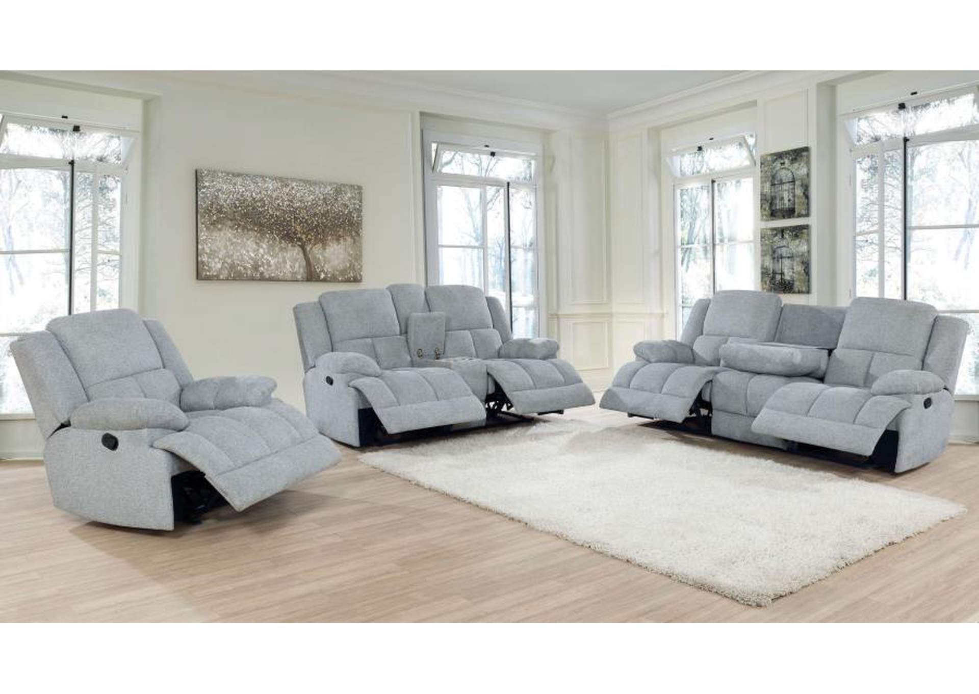 Waterbury 3-piece Pillow Top Arm Motion Living Room Set Grey image 3