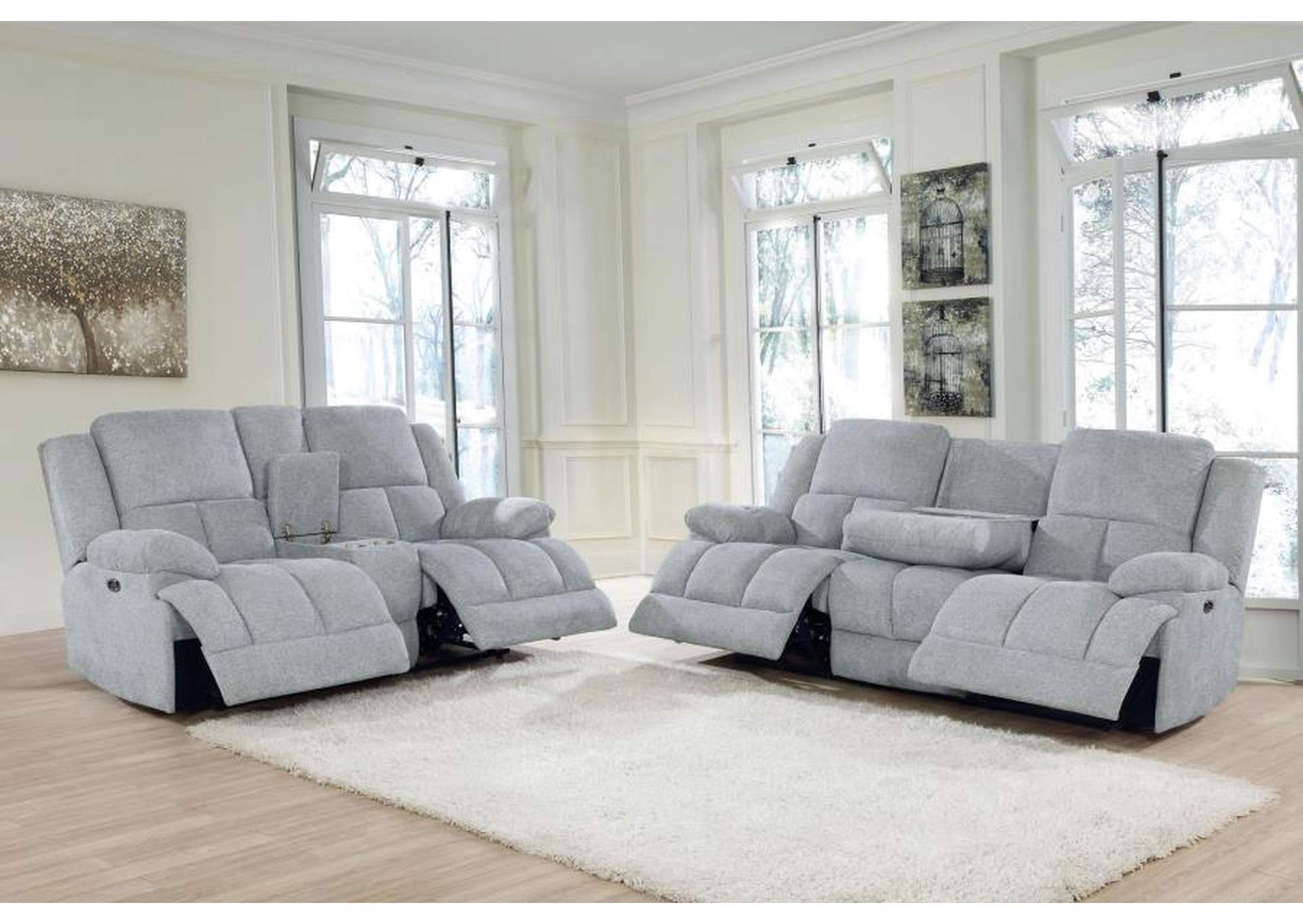 Waterbury 2-piece Pillow Top Arm Power Living Room Set Grey image 3