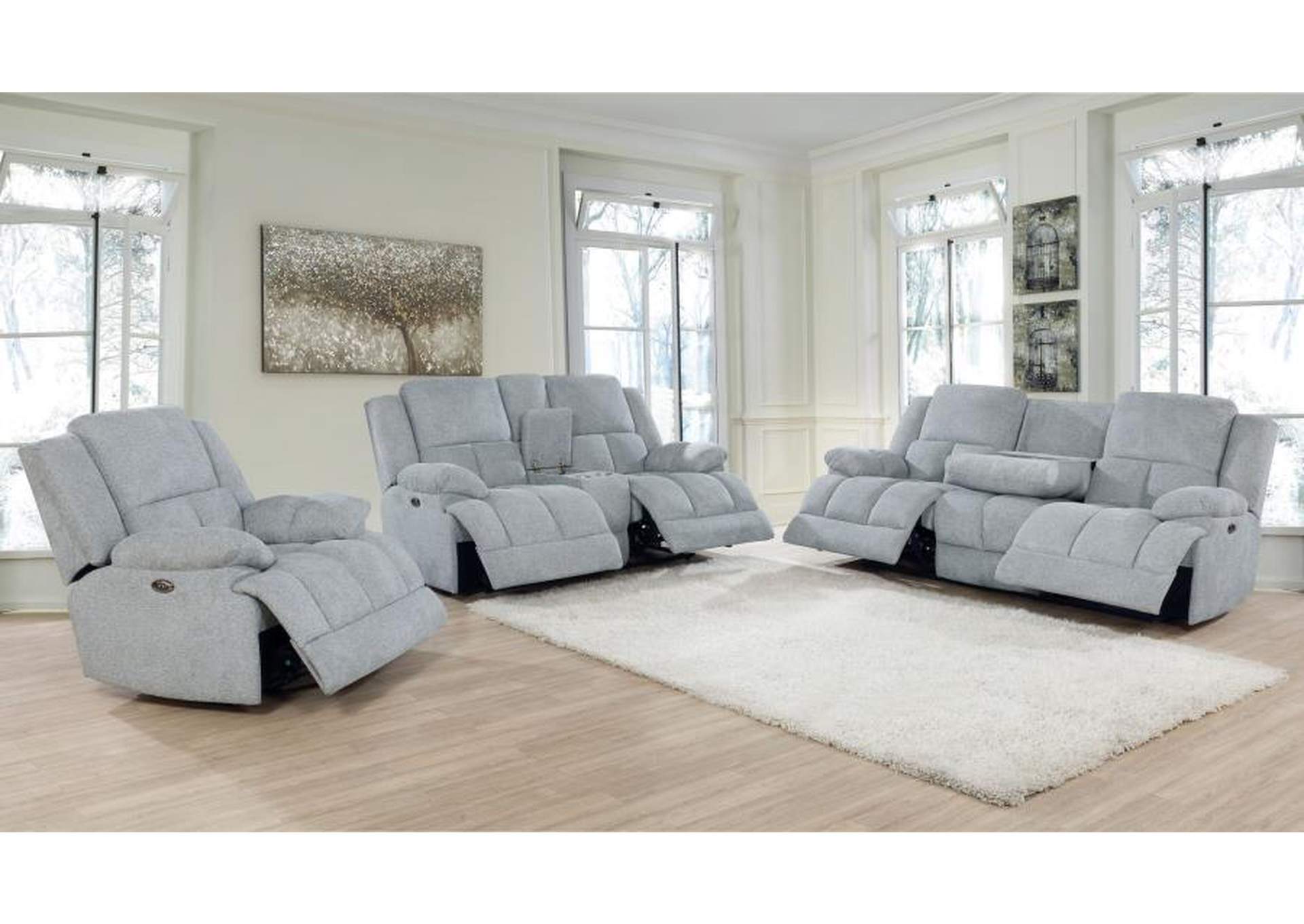 Waterbury 3-piece Pillow Top Arm Power Living Room Set Grey image 3