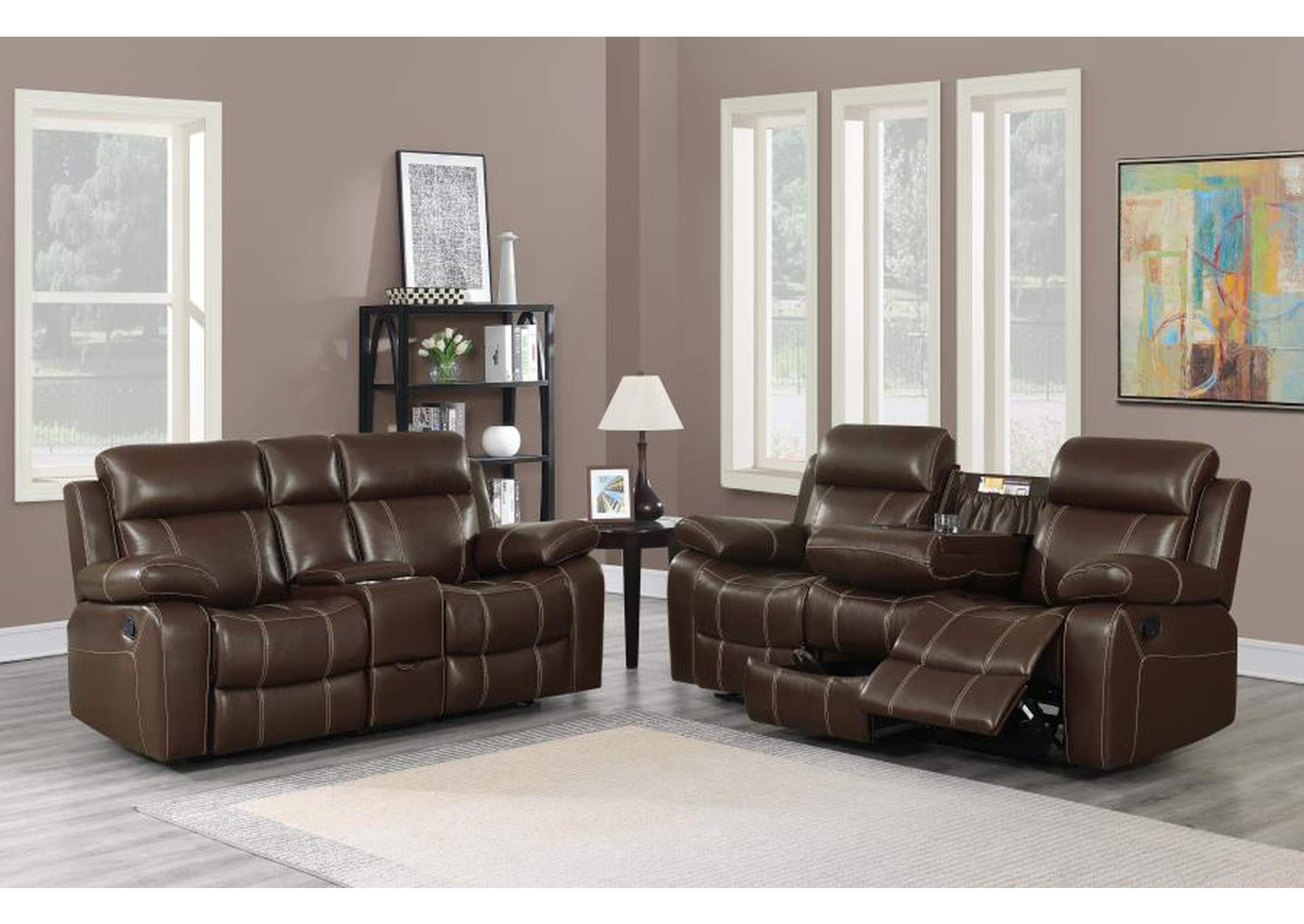 Myleene Upholstered Tufted Living Room Set Chestnut image 1