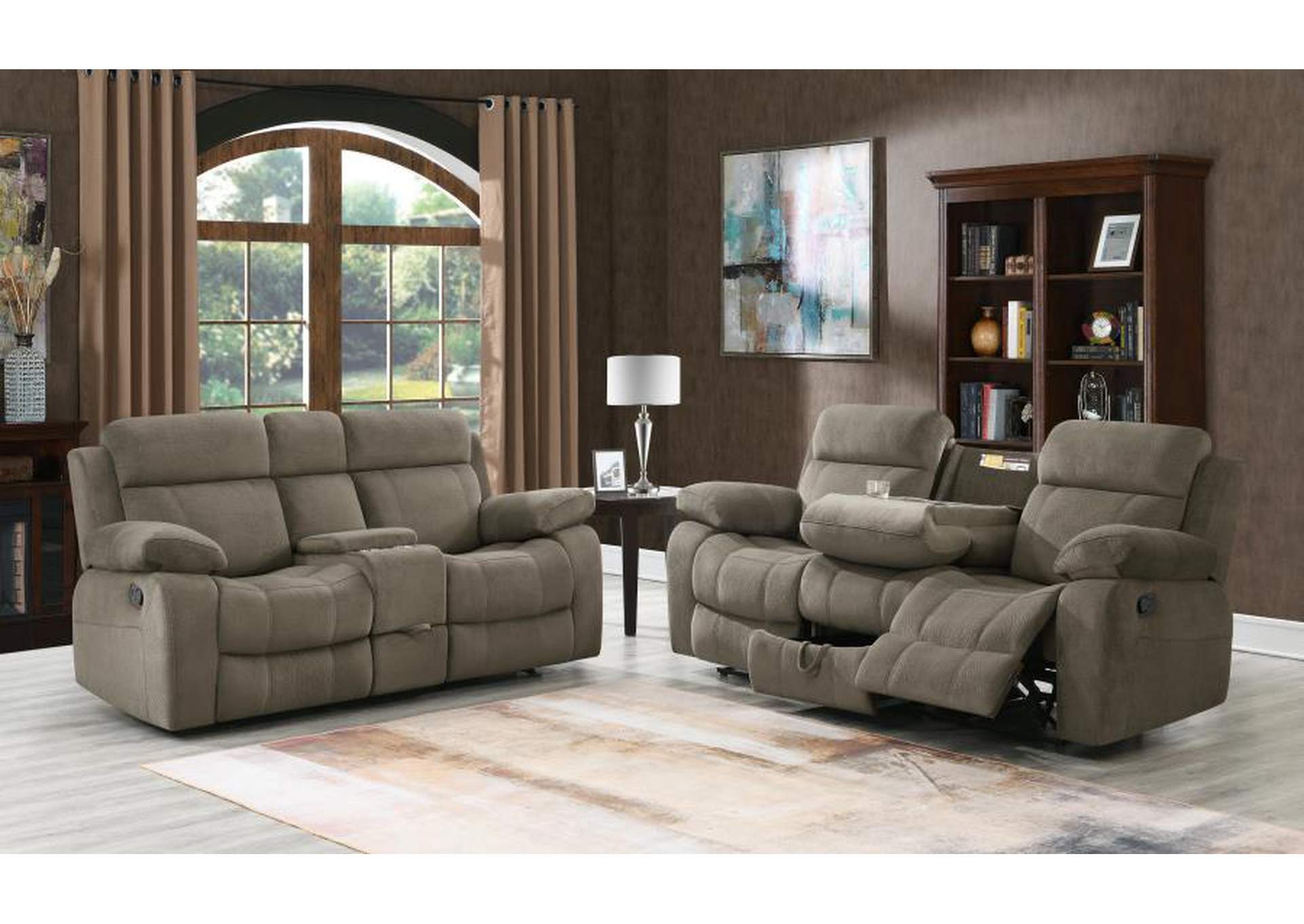 Myleene Upholstered Tufted Living Room Set Mocha image 1