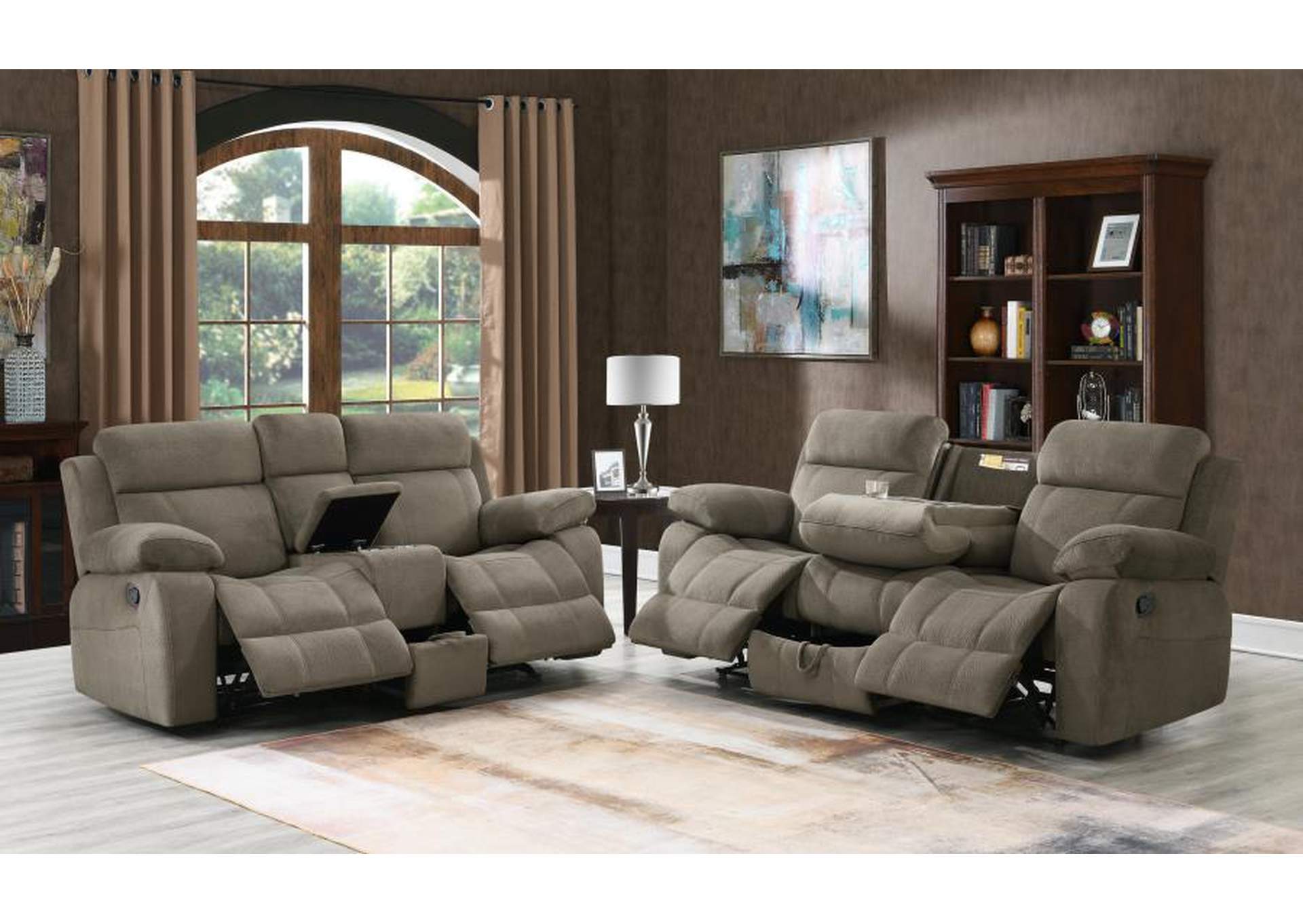 Myleene Upholstered Tufted Living Room Set Mocha image 3