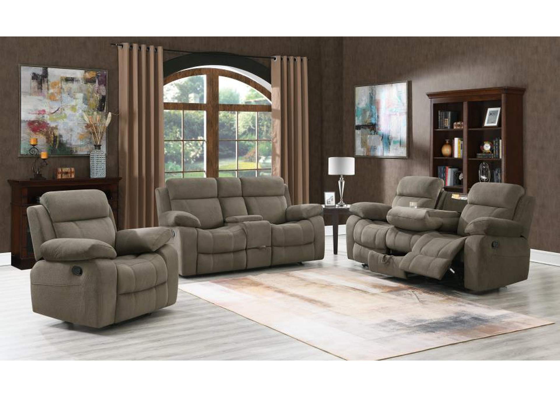 Myleene Upholstered Tufted Living Room Set Mocha image 1