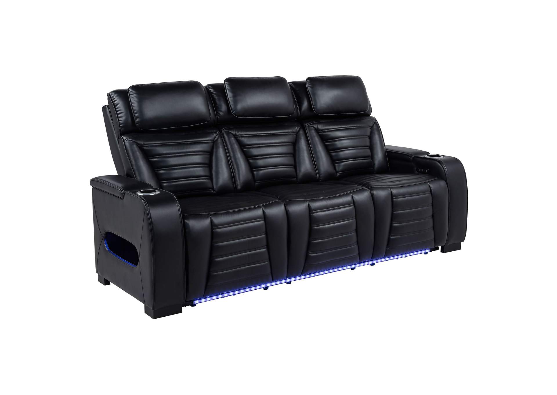Zuma 2-piece Faux Leather Dual Power LED Sofa Set Black image 18