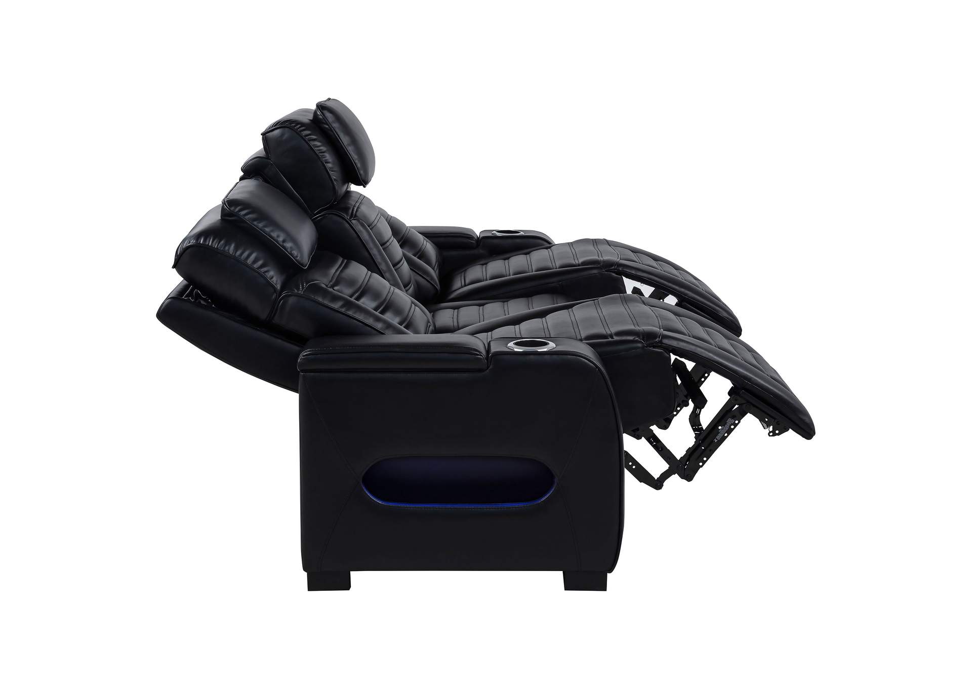 Zuma 2-piece Faux Leather Dual Power LED Sofa Set Black image 15