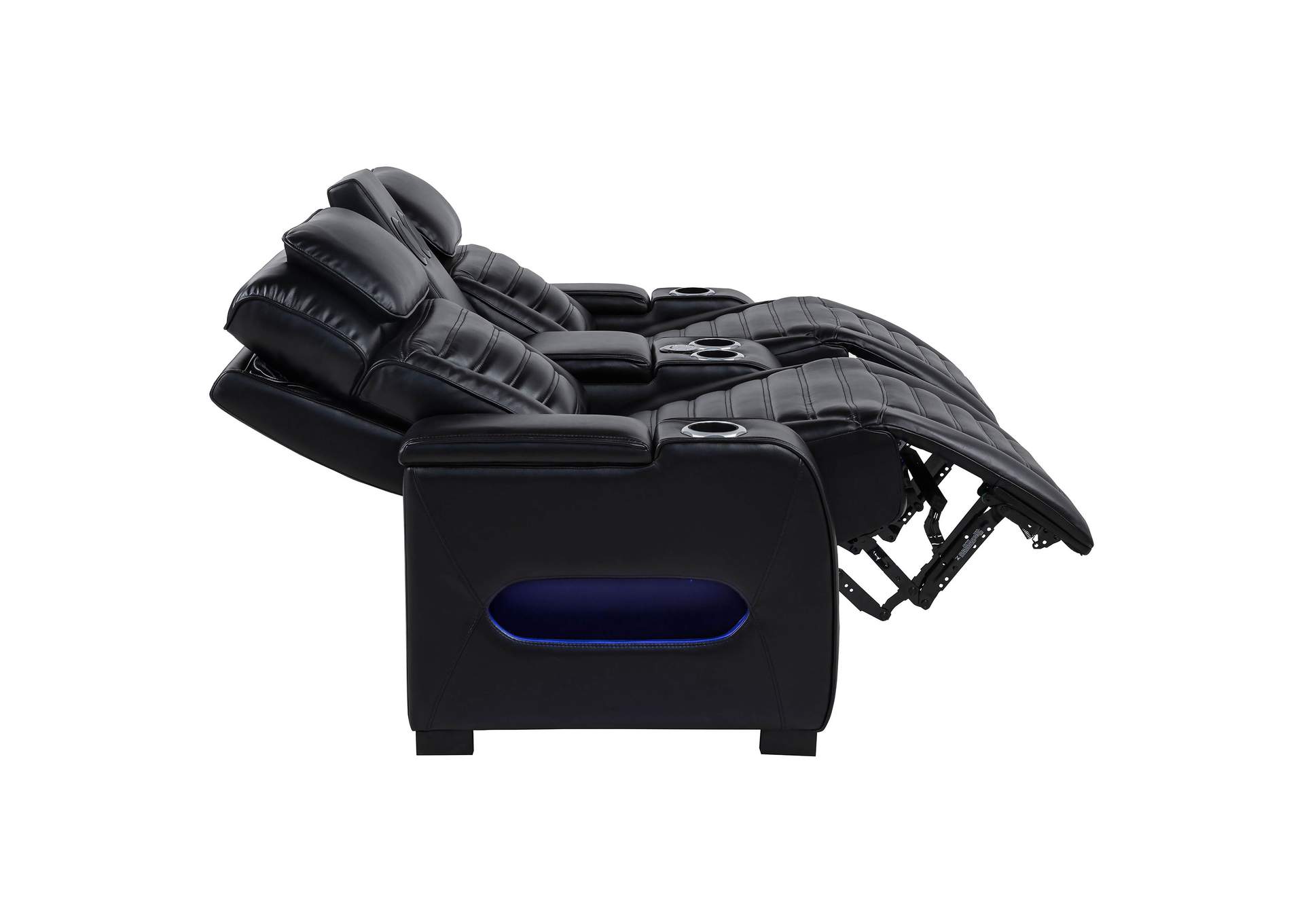 Zuma 2-piece Faux Leather Dual Power LED Sofa Set Black image 3