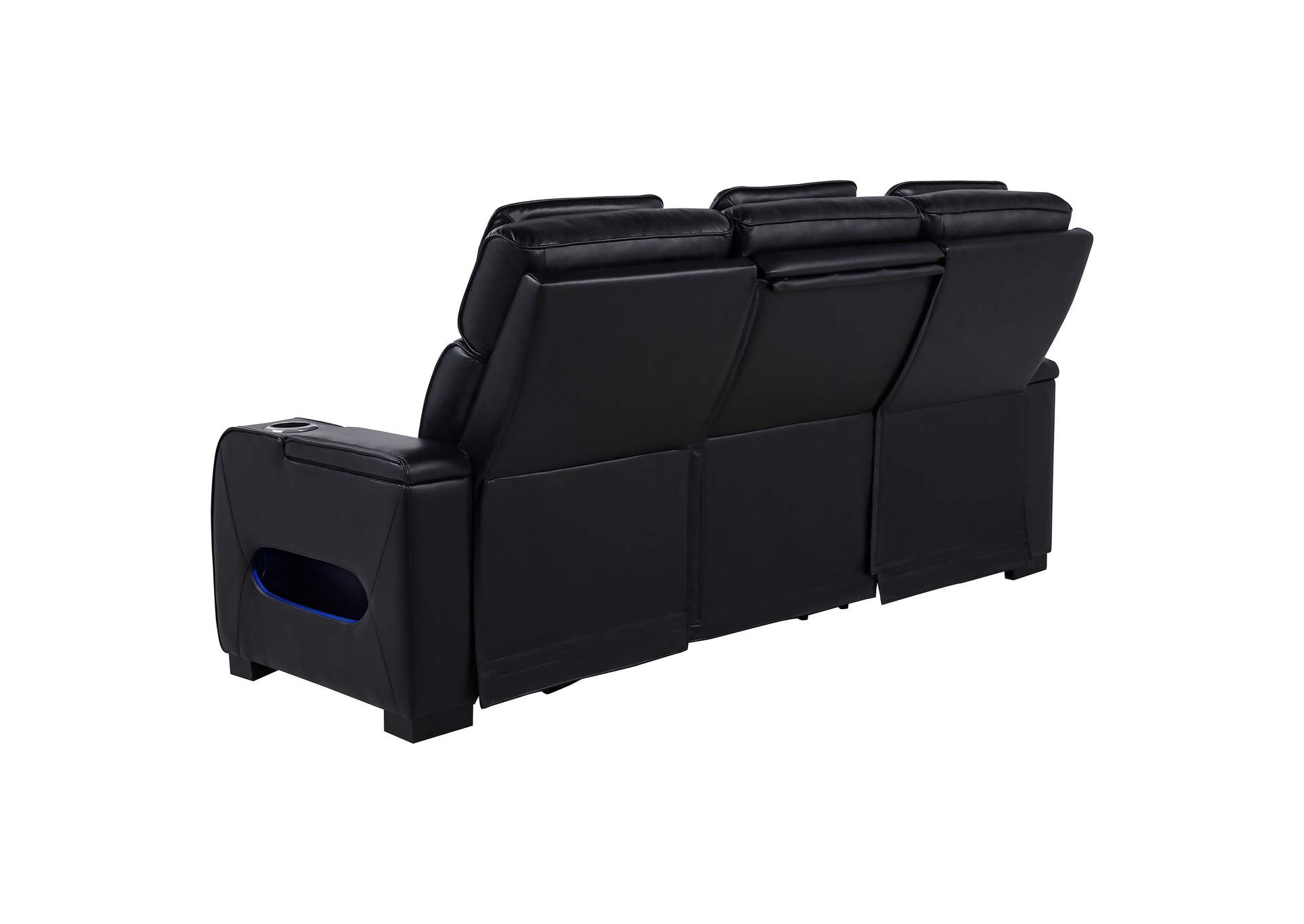 Zuma 3-piece Faux Leather Dual Power LED Sofa Set Black image 19