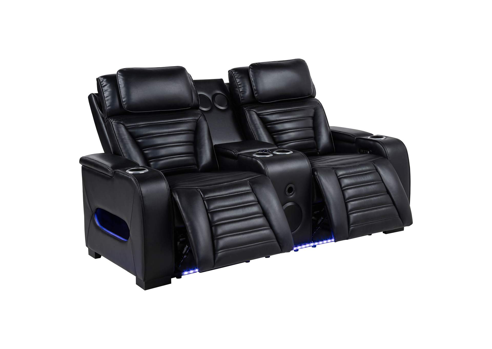 Zuma 3-piece Faux Leather Dual Power LED Sofa Set Black image 17