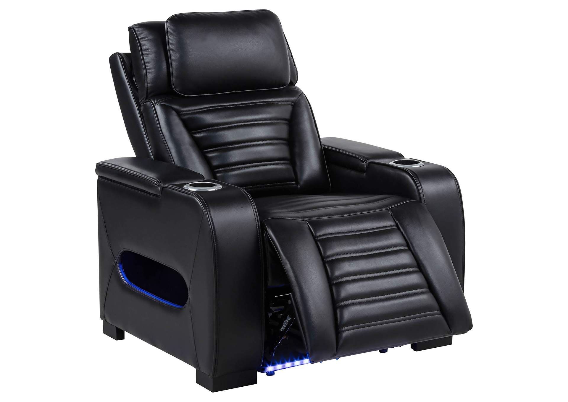 Zuma 3-piece Faux Leather Dual Power LED Sofa Set Black image 15