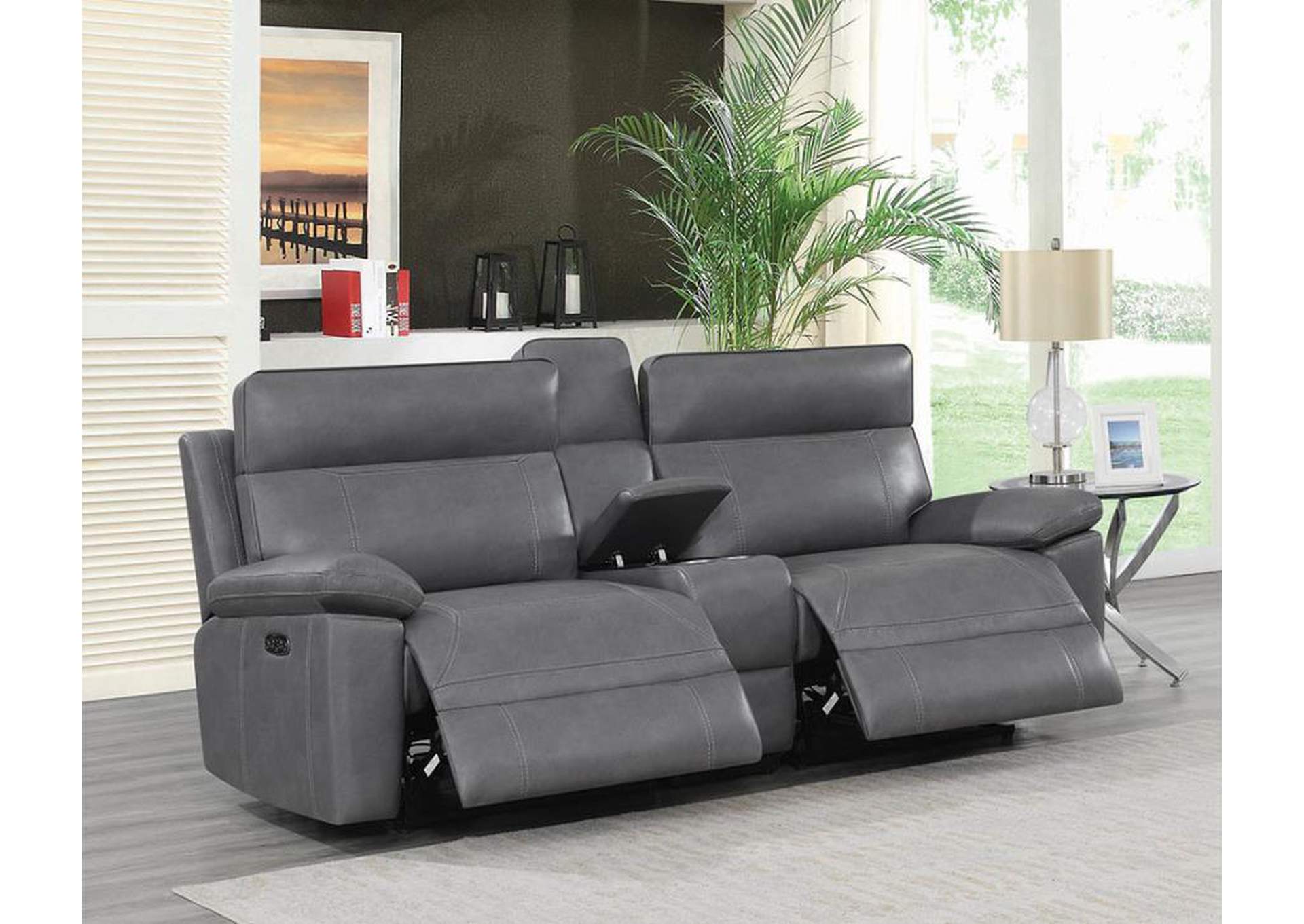 Albany Upholstered Power Reclining Seat and Power Headrest Loveseat with Console image 3