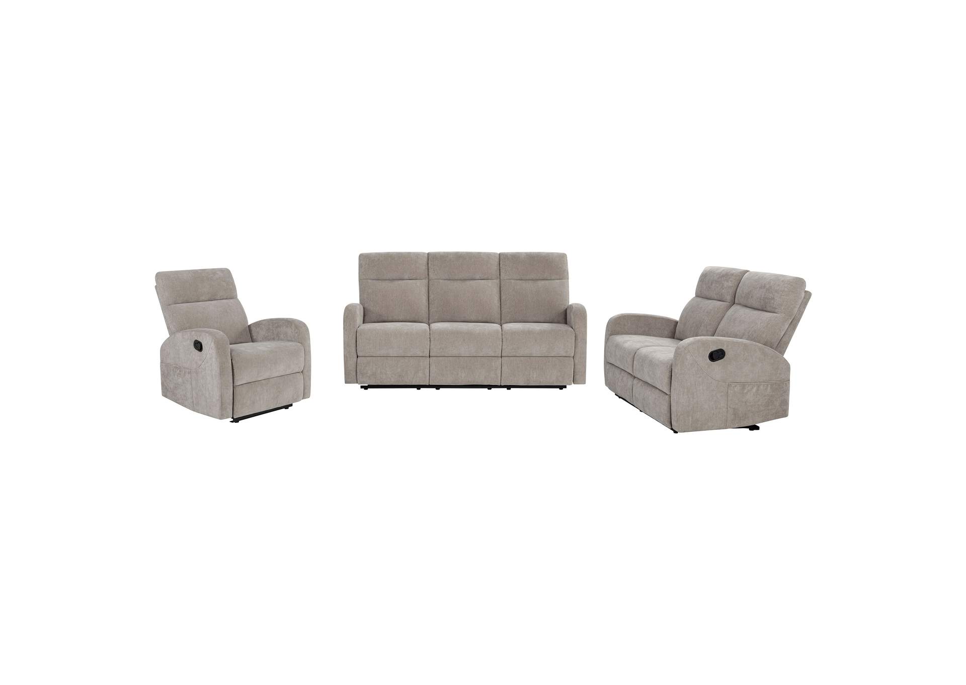 Hamilton 3-piece Chenille Manual Reclining Sofa Set Sand image 18