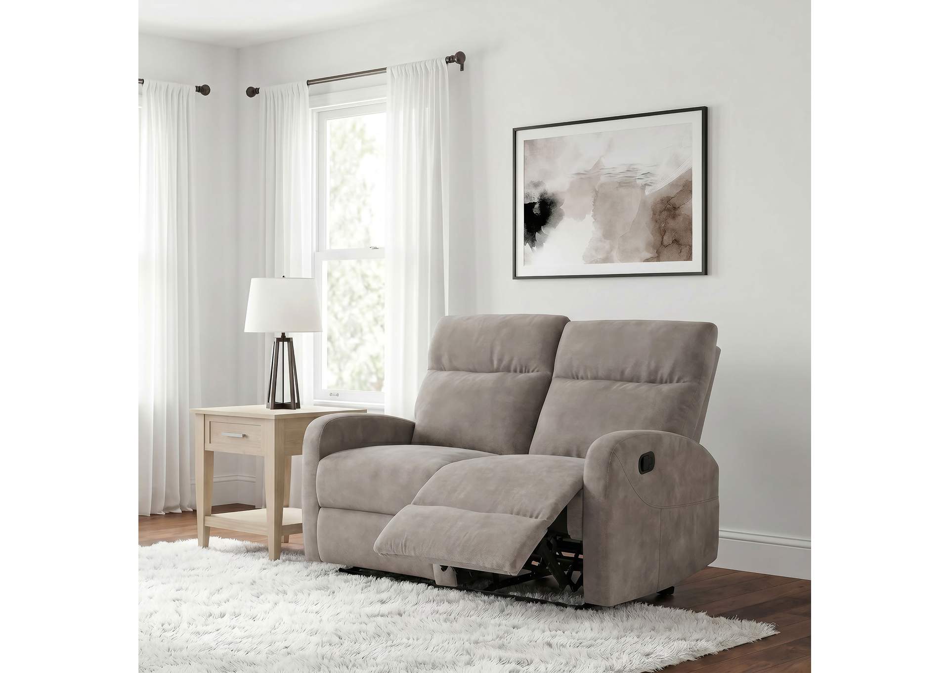 Hamilton Chenille Upholstered Manual Reclining Loveseat Sand image 4