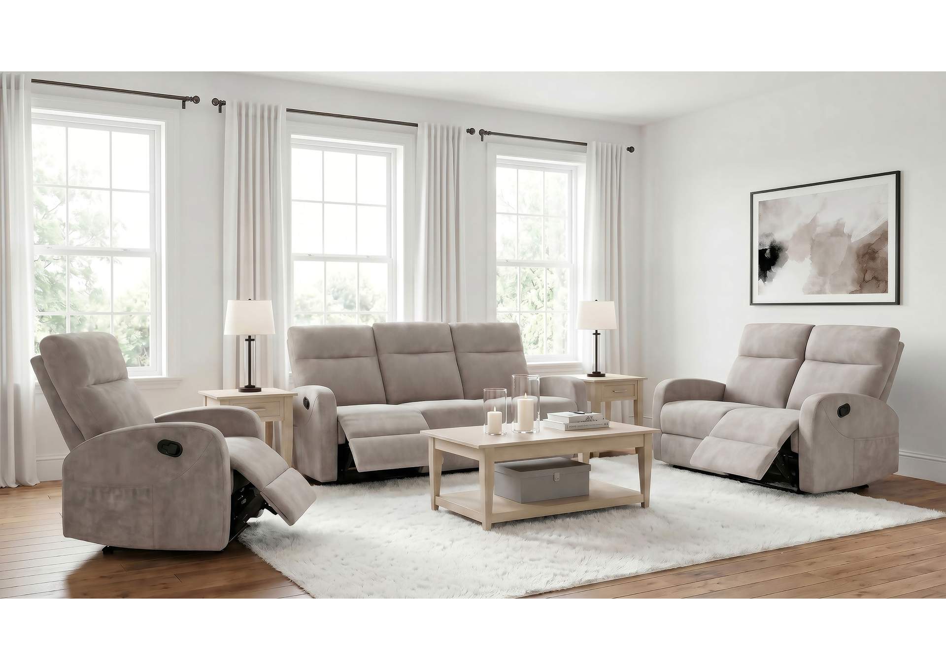 Hamilton Chenille Upholstered Manual Reclining Loveseat Sand image 13